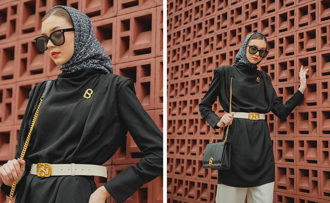 OOTD Baju Monokrom Hitam Putih Hijab Ala Benang Jarum