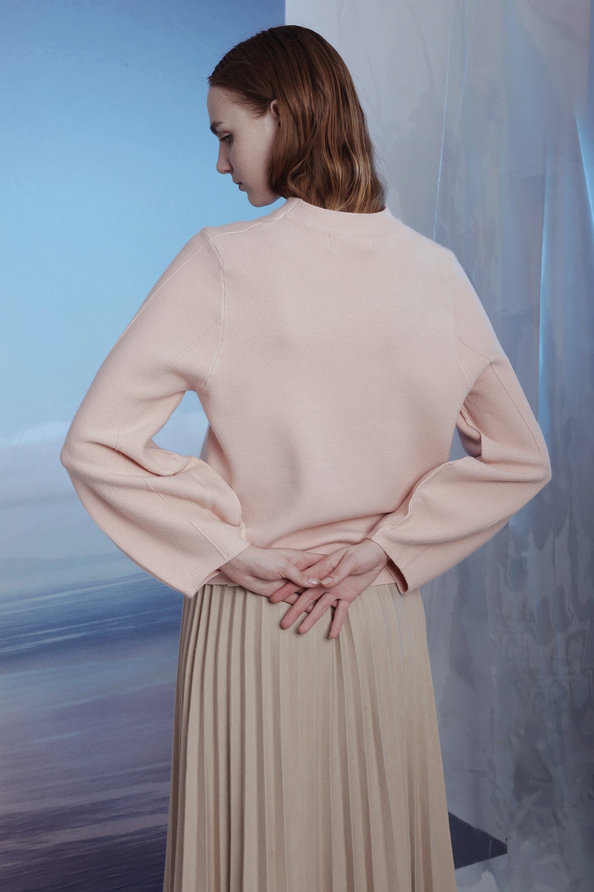 Knitted Top With Puff Sleeve Dusty Pink