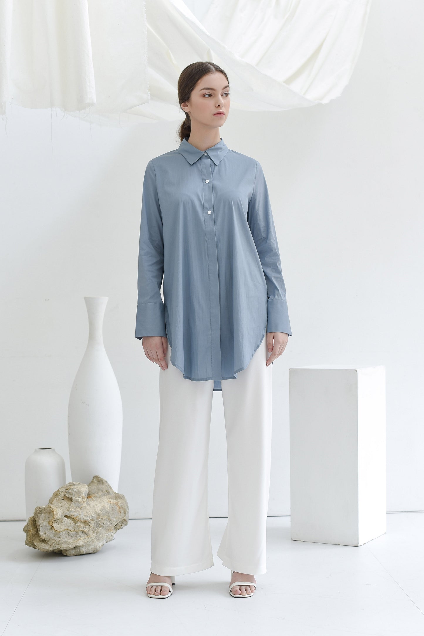 Blue Kiara Half Button Top