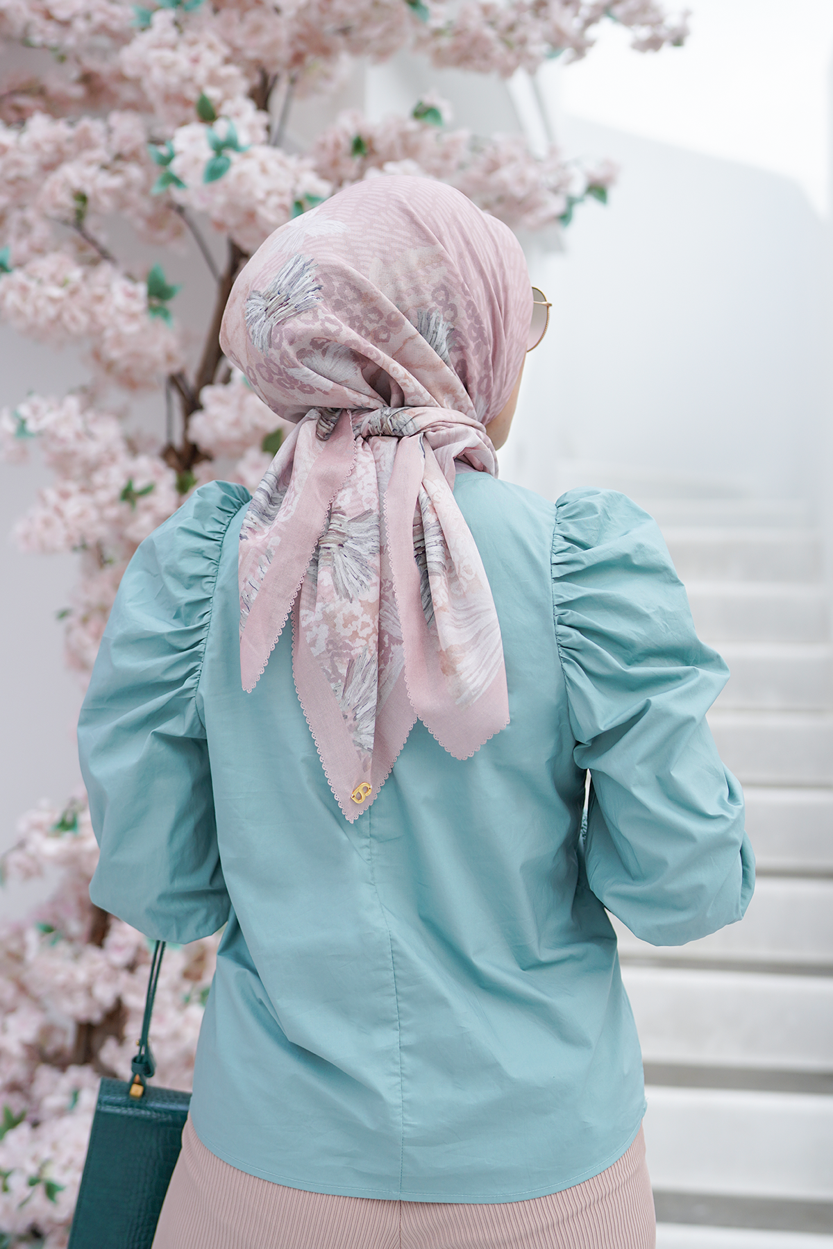 Greenteal Audy Blouse with Puff Sleeves