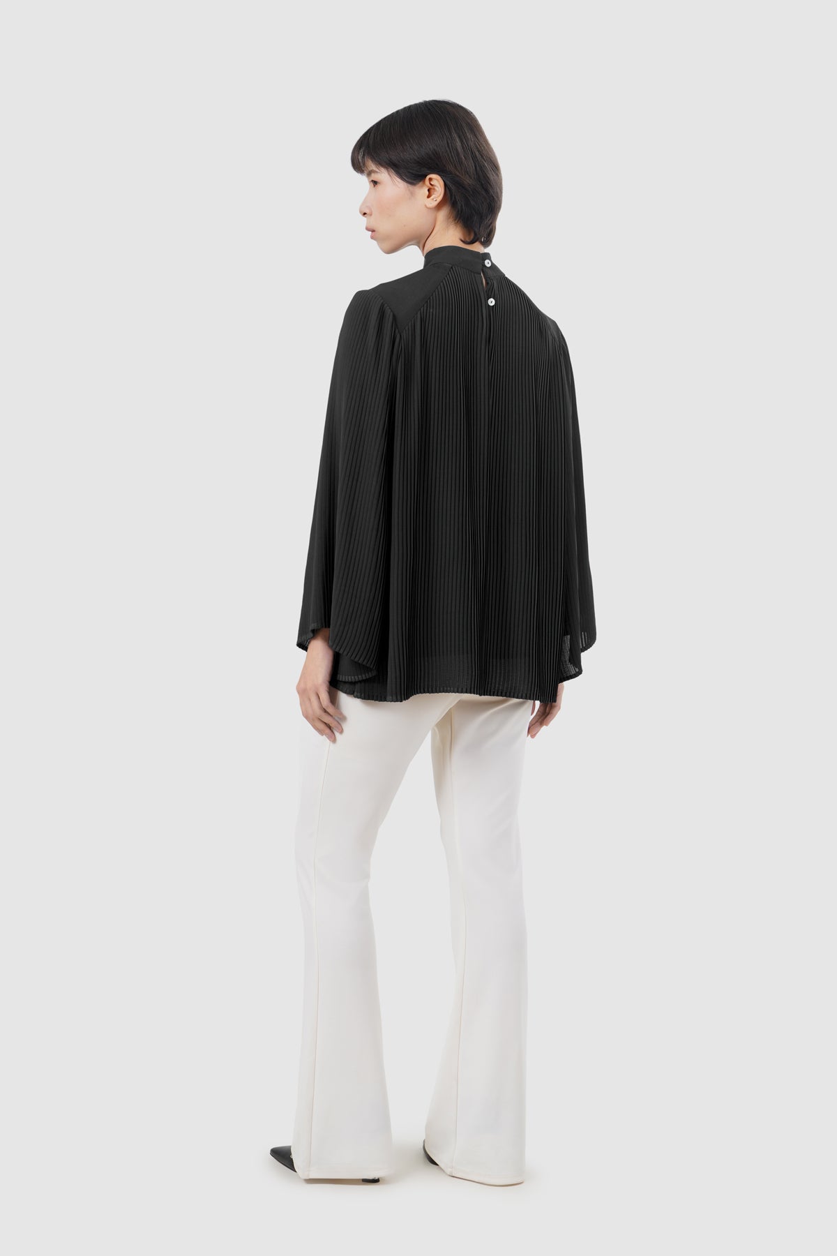 Elodie Pleats Blouse - Black