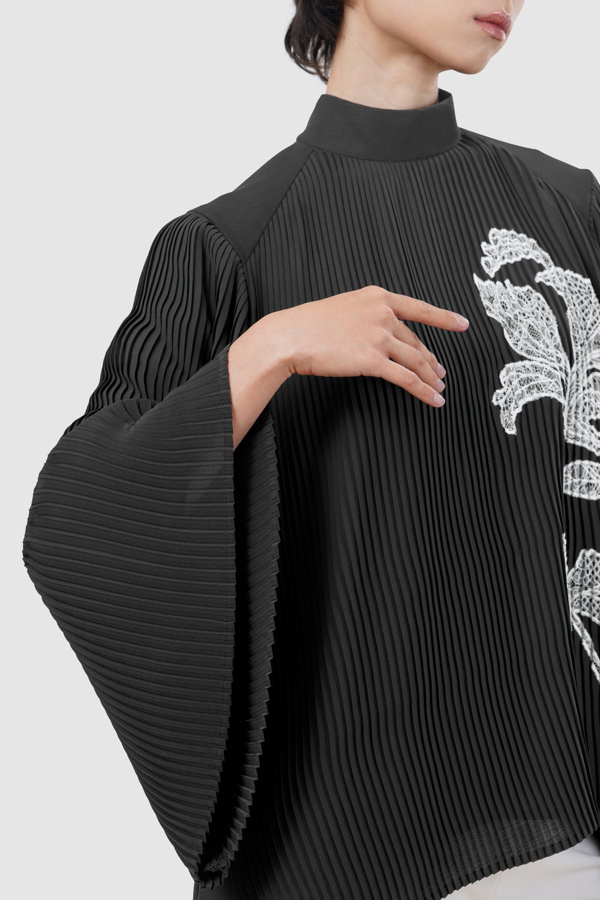 Elodie Pleats Blouse - Black