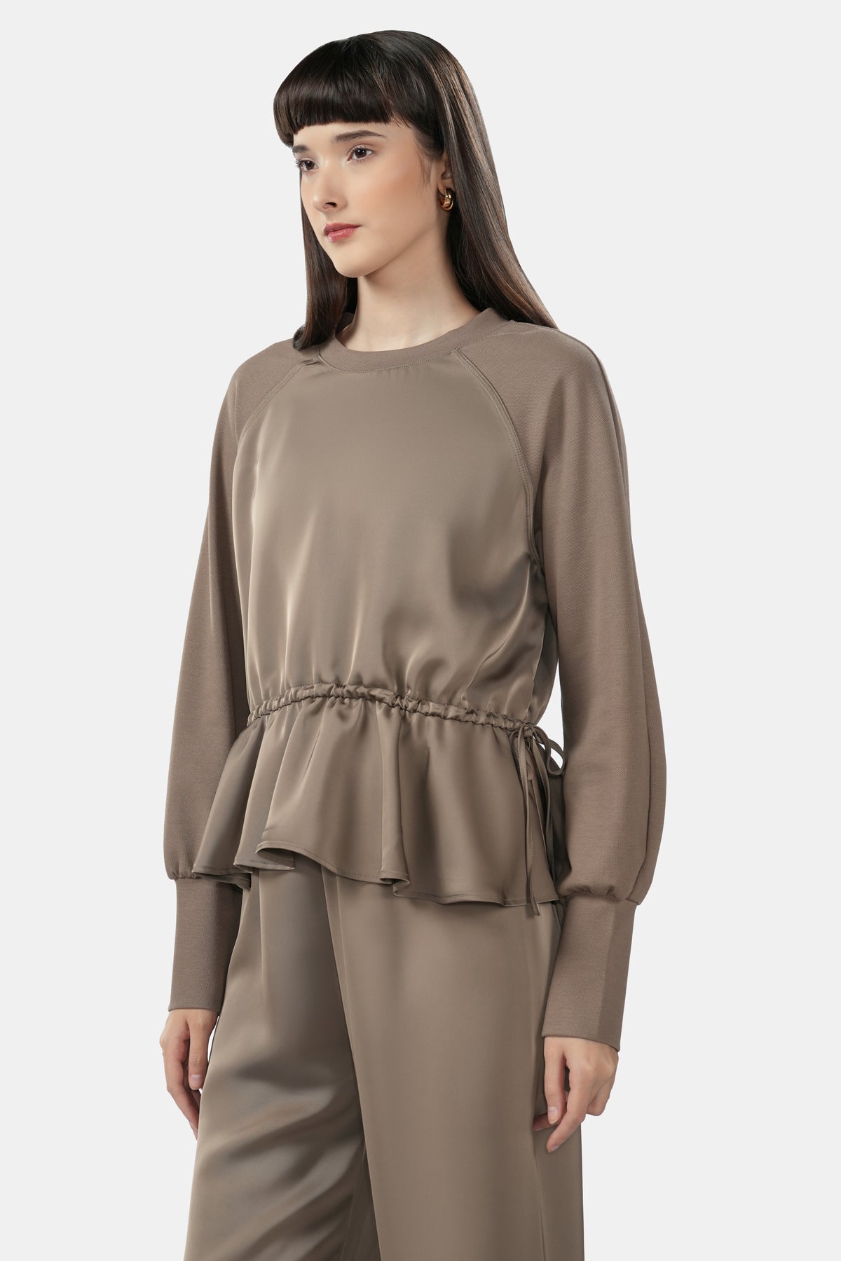Lilian Drawstring Blouse - Taupe