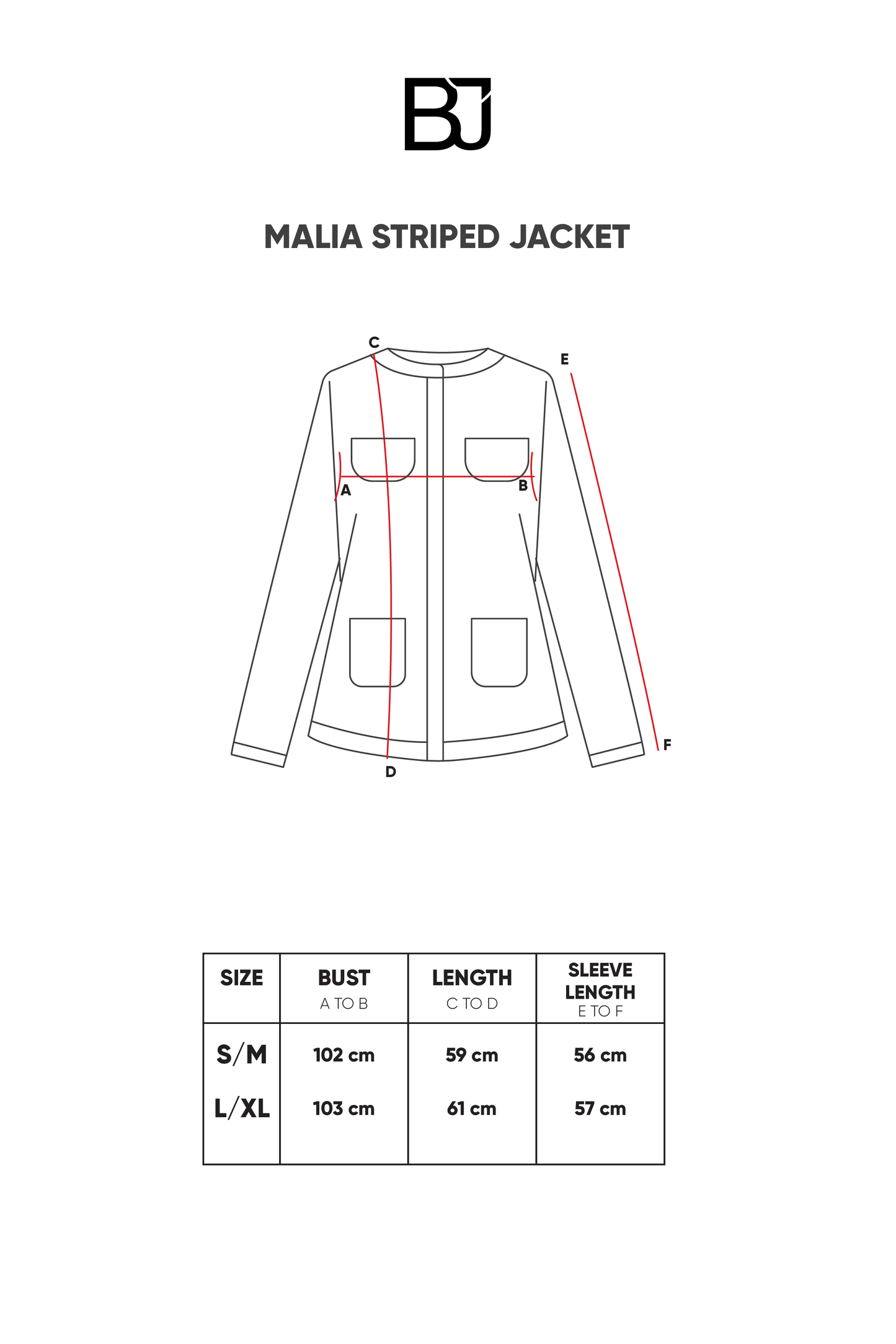 Malia Striped Jacket - Black