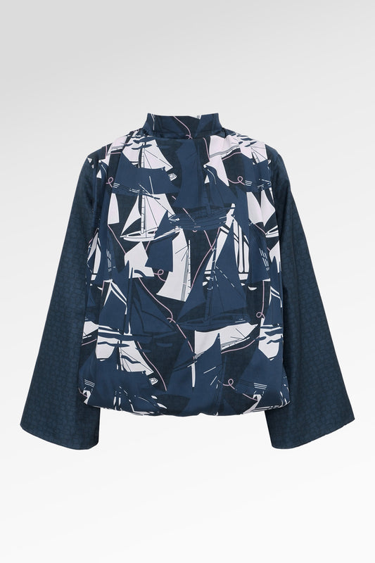 Nauticagram Drapery Blouse - Ocean