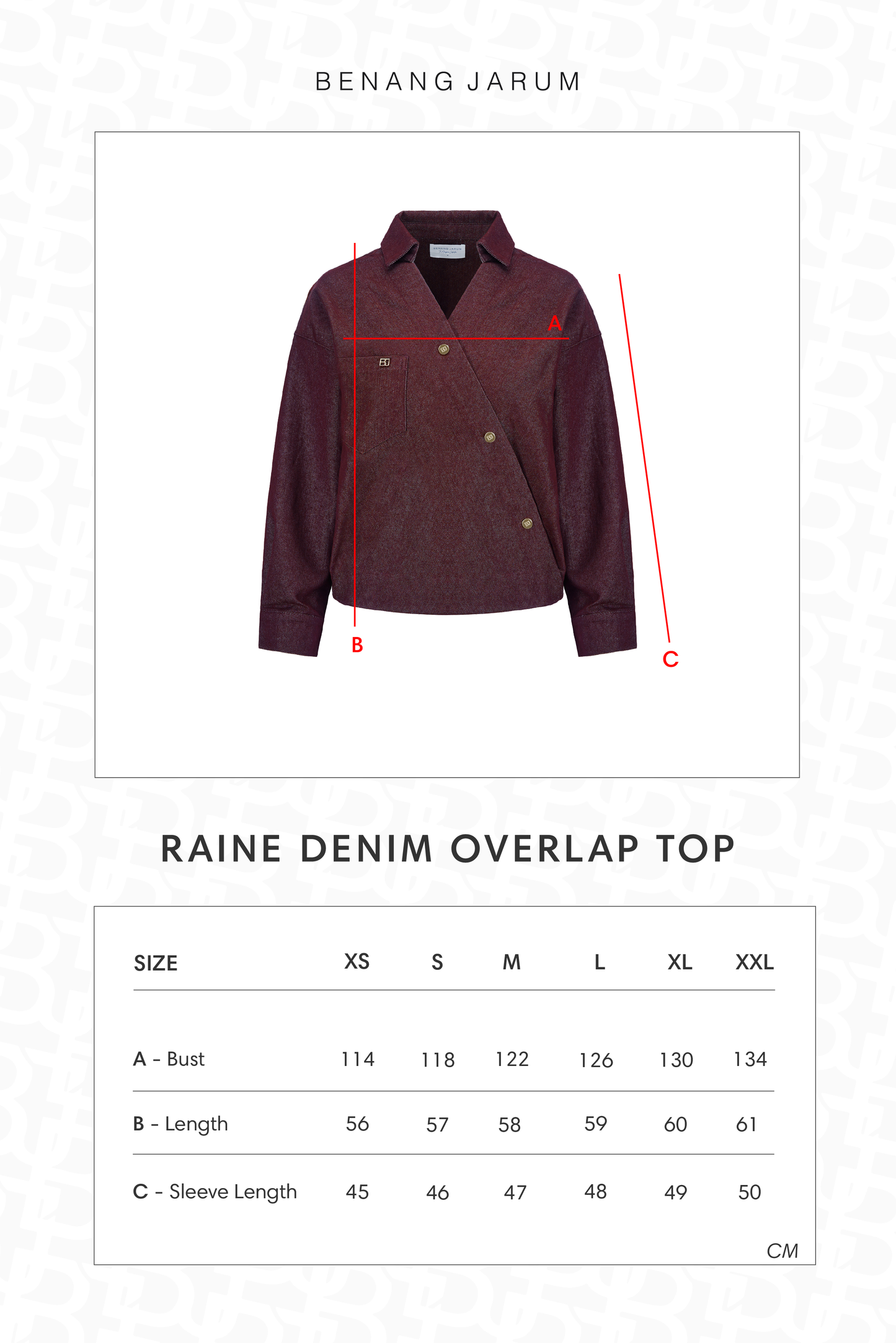 Raine Denim Overlap Top - Maroon
