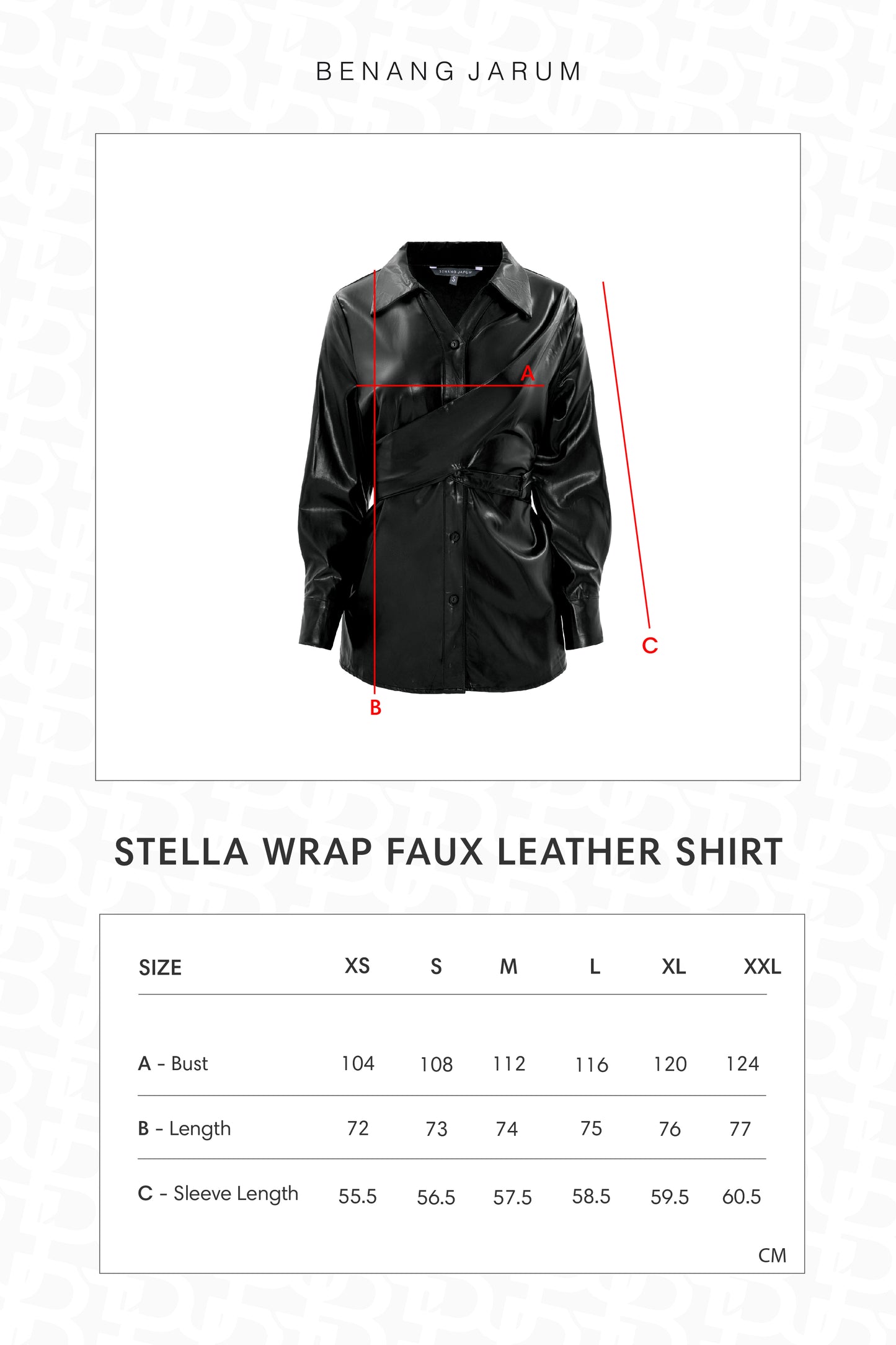 Stella Wrap Faux Leather Shirt - Black