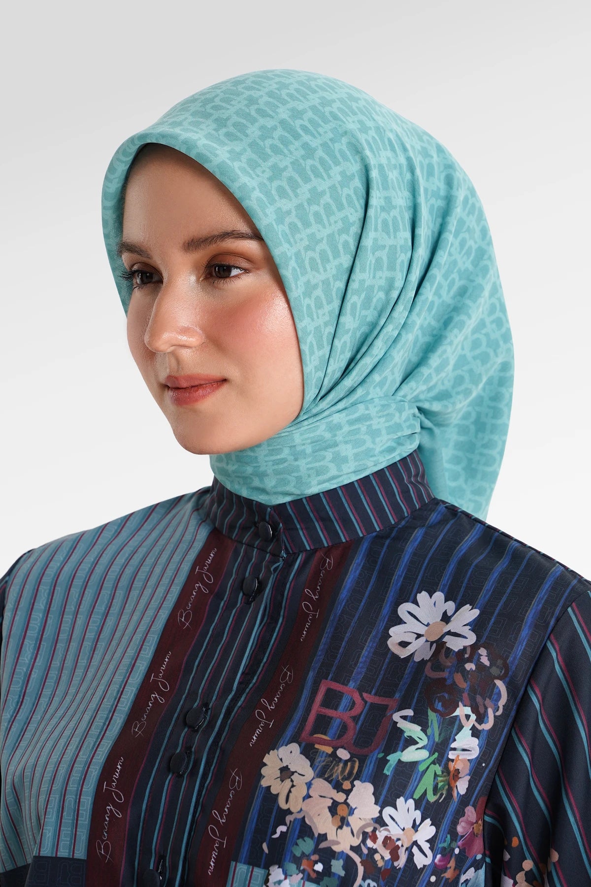 Signature Monogram Scarf - Turqoise