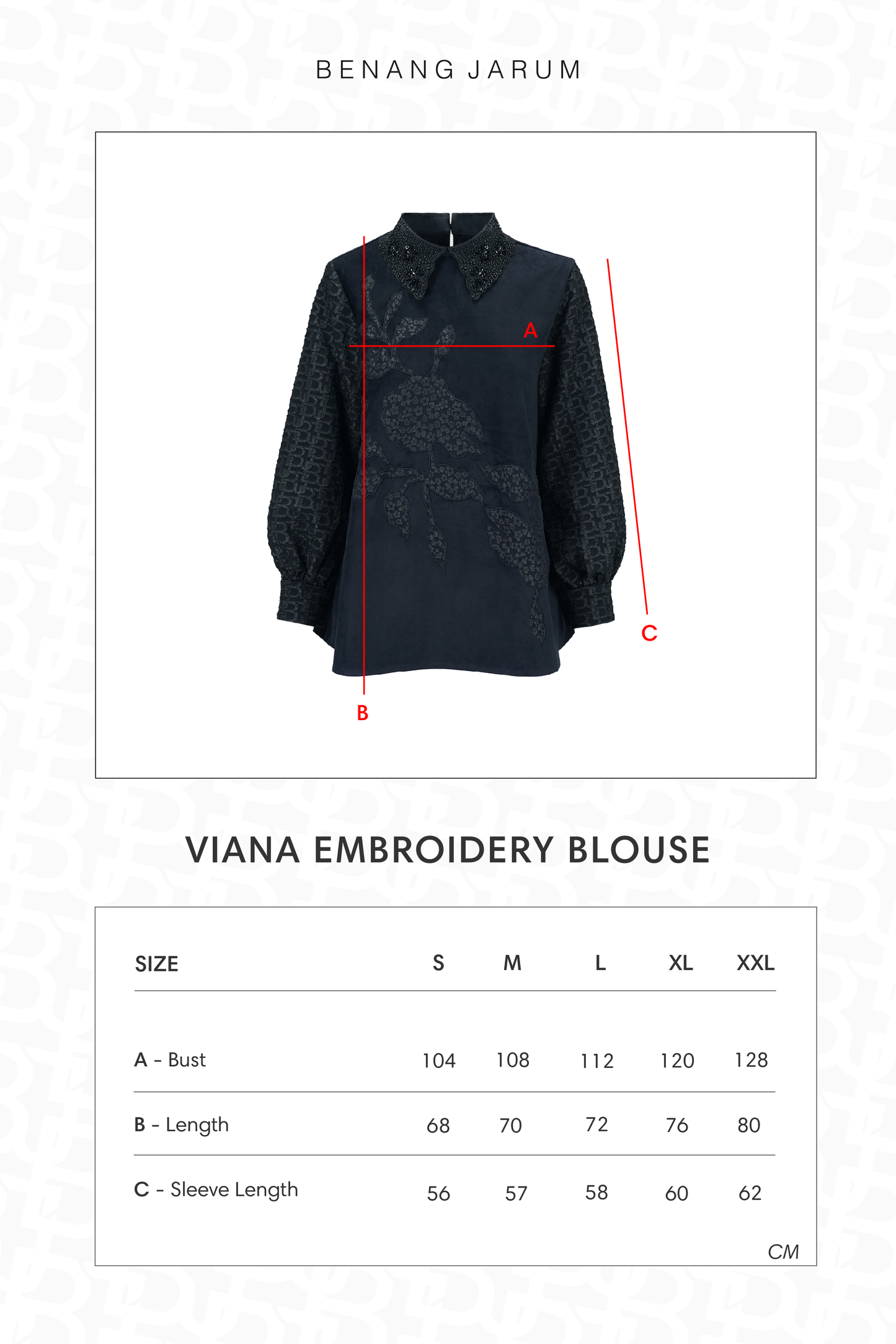 Viana Embroidery Blouse - Black