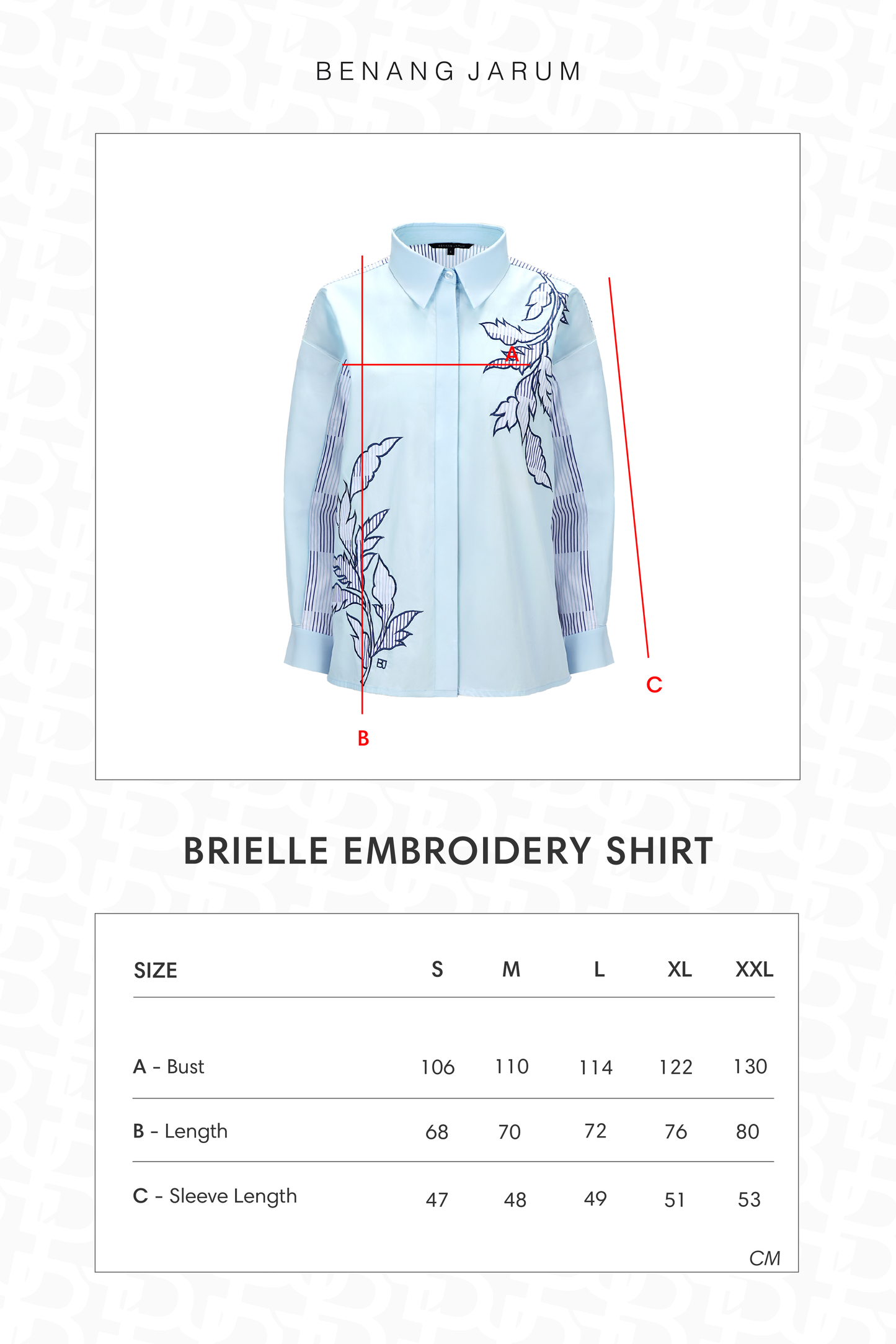 Brielle Embroidery Shirt - Sky Blue