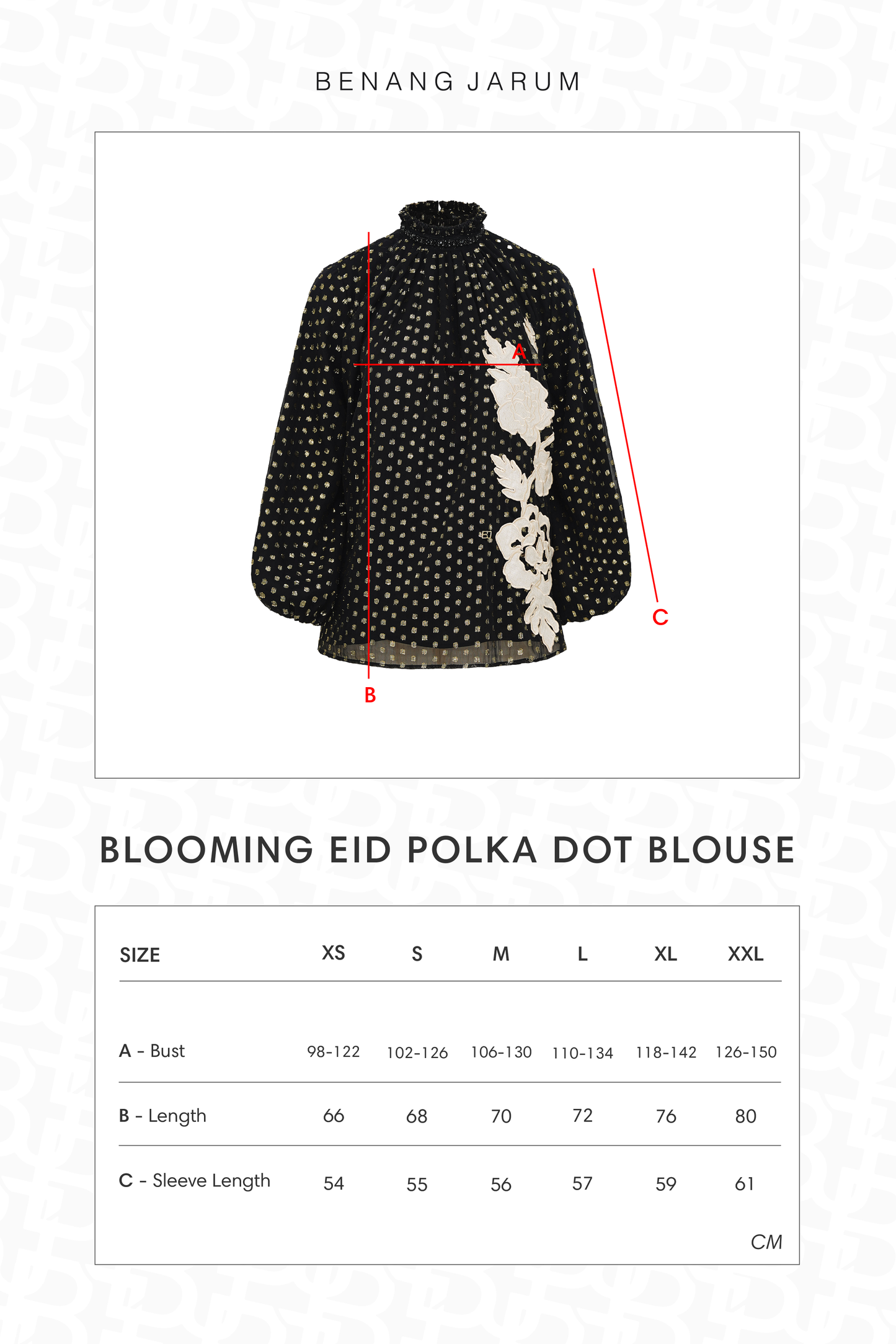 Blooming Eid Polka Dot Blouse - Black Iris