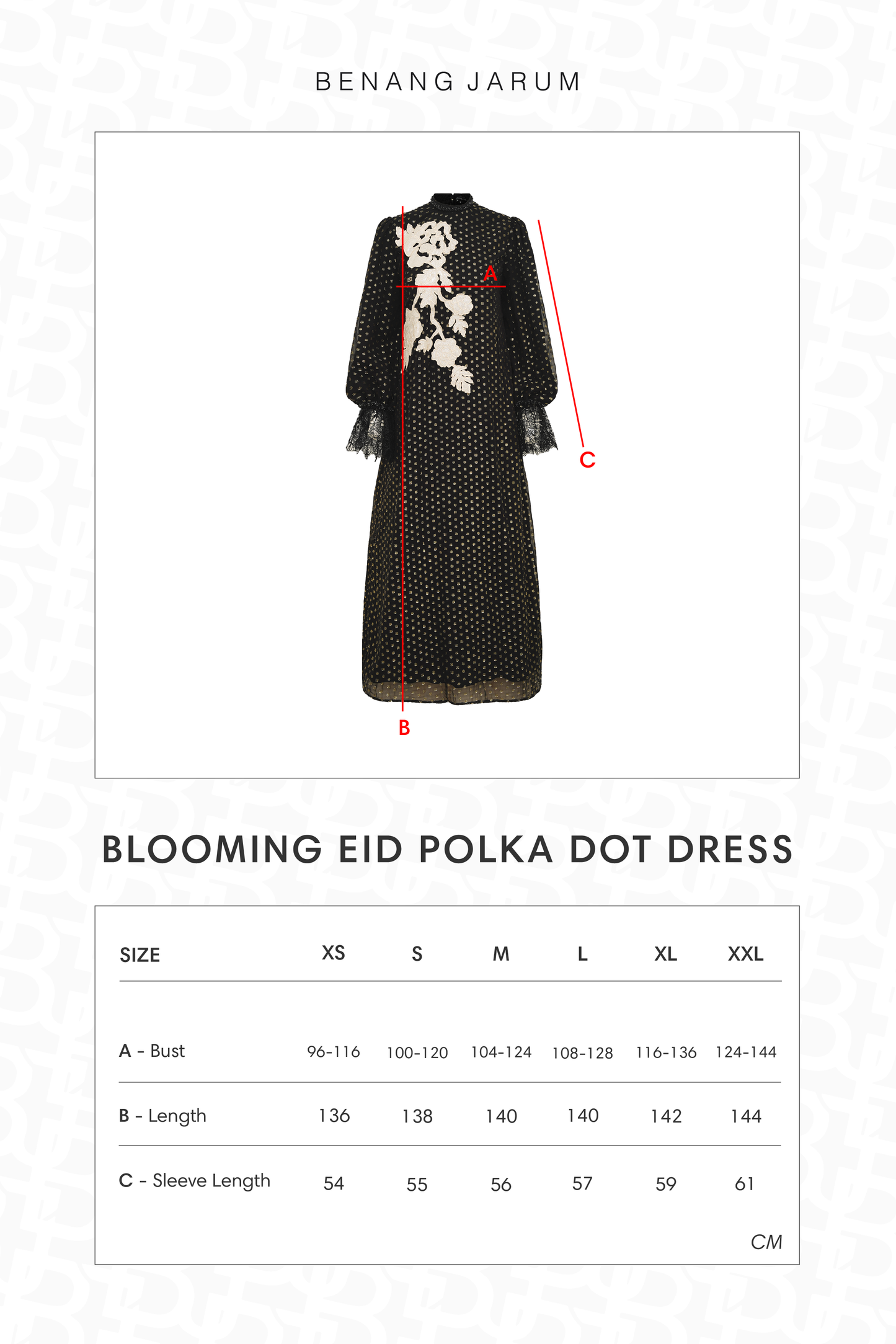 Blooming Eid Polka Dot Dress - Black Iris