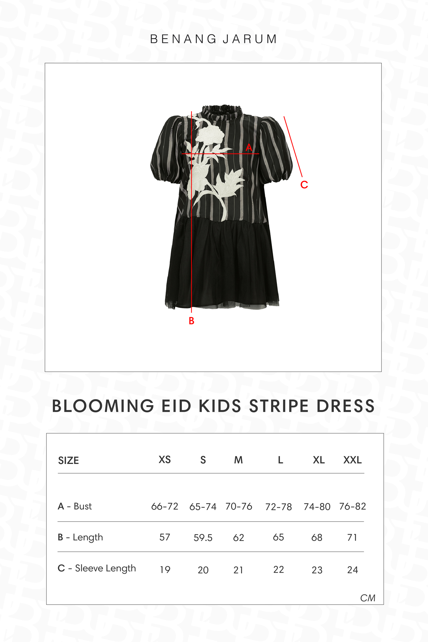 Blooming Eid Kids Stripe Dress - Black