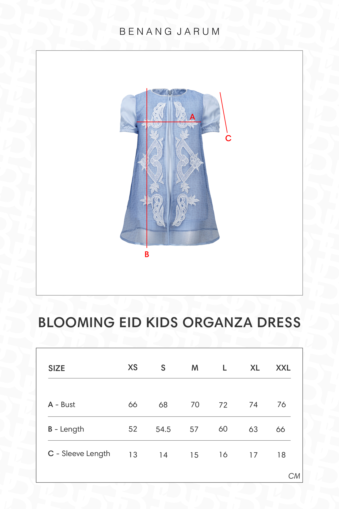 Blooming Eid Kids Organza Dress - Blue Bell