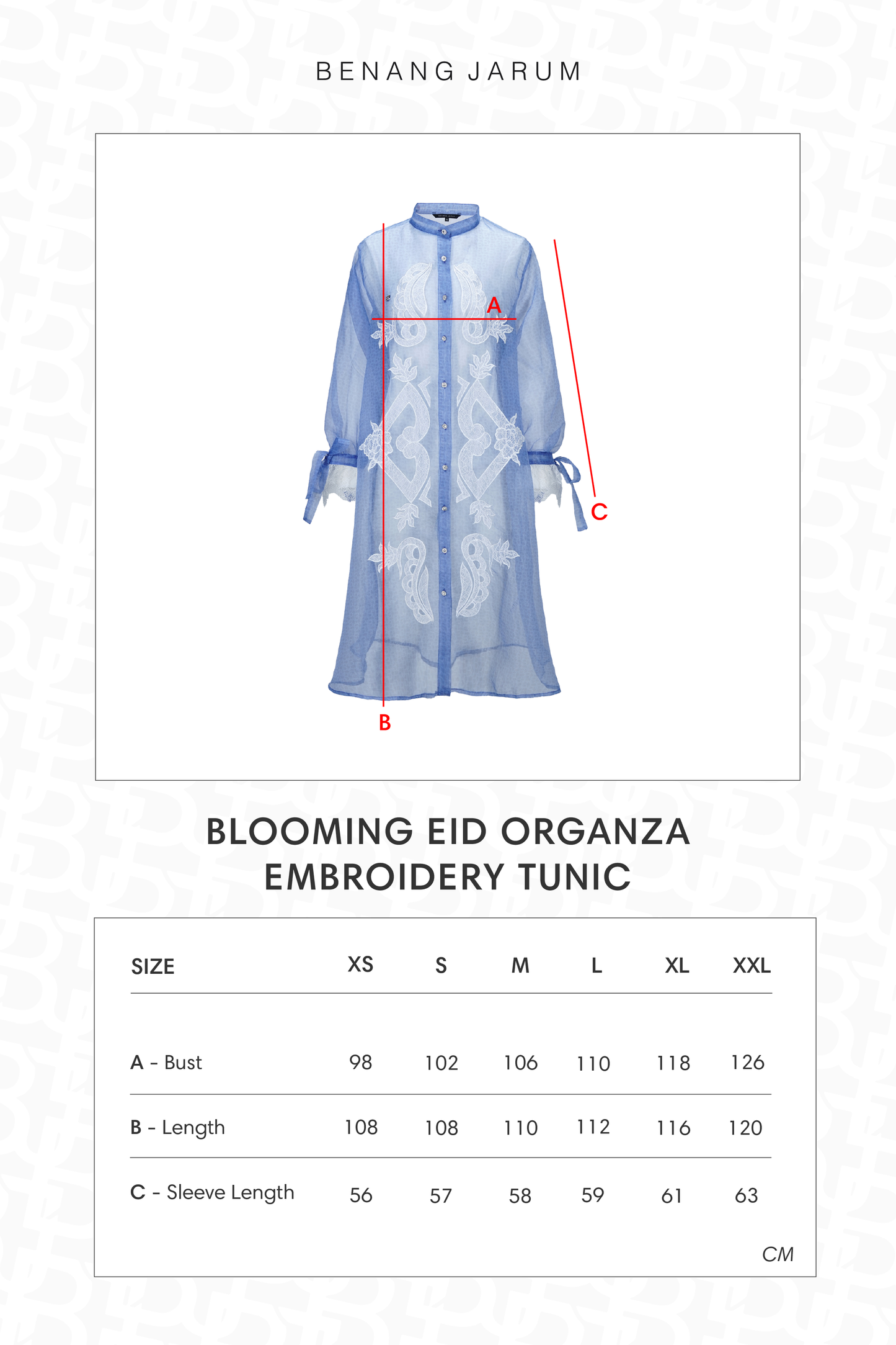 Blooming Eid Organza Embroidery Tunic - Blue Bell