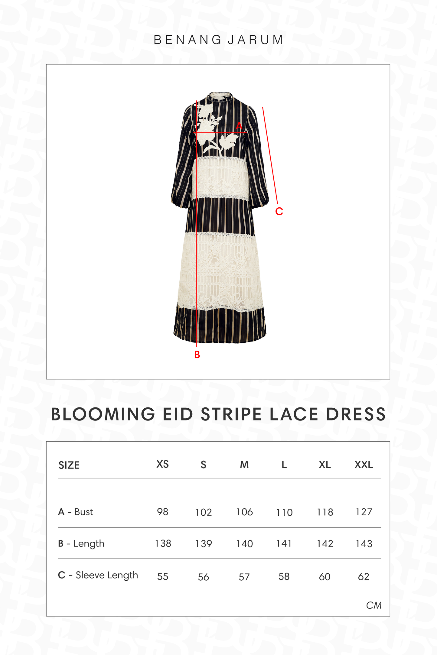 Blooming Eid Stripe Lace Dress - Black Iris