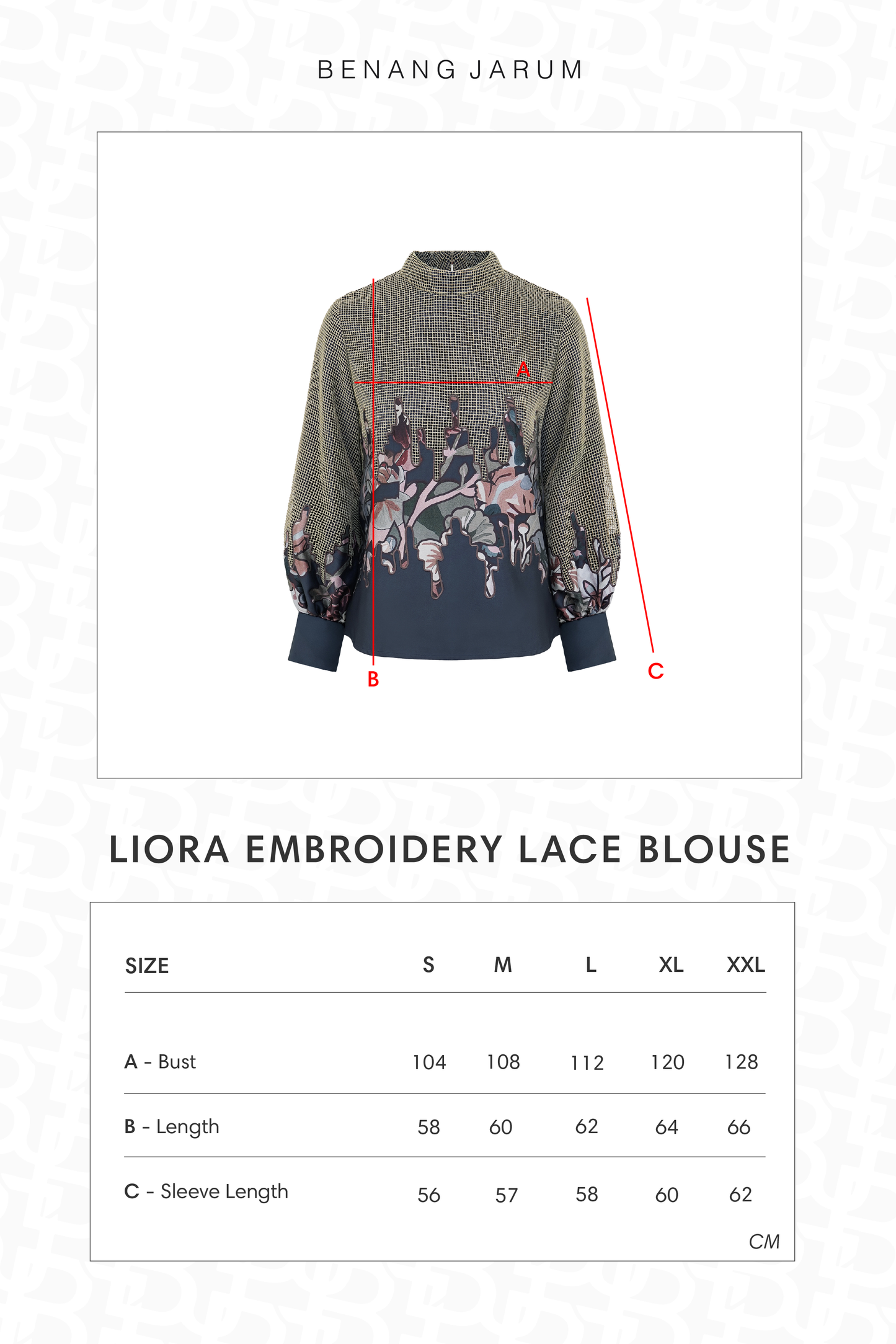 Liora Embroidery Lace Blouse - Navy