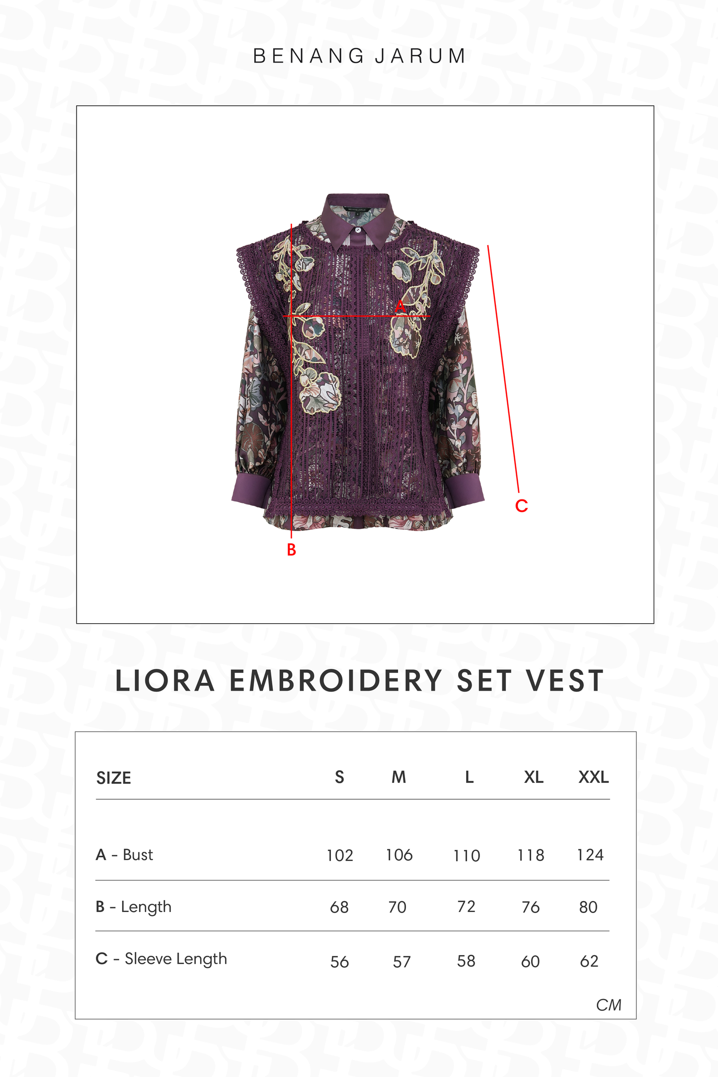 Liora Embroidery Set Vest - Purple