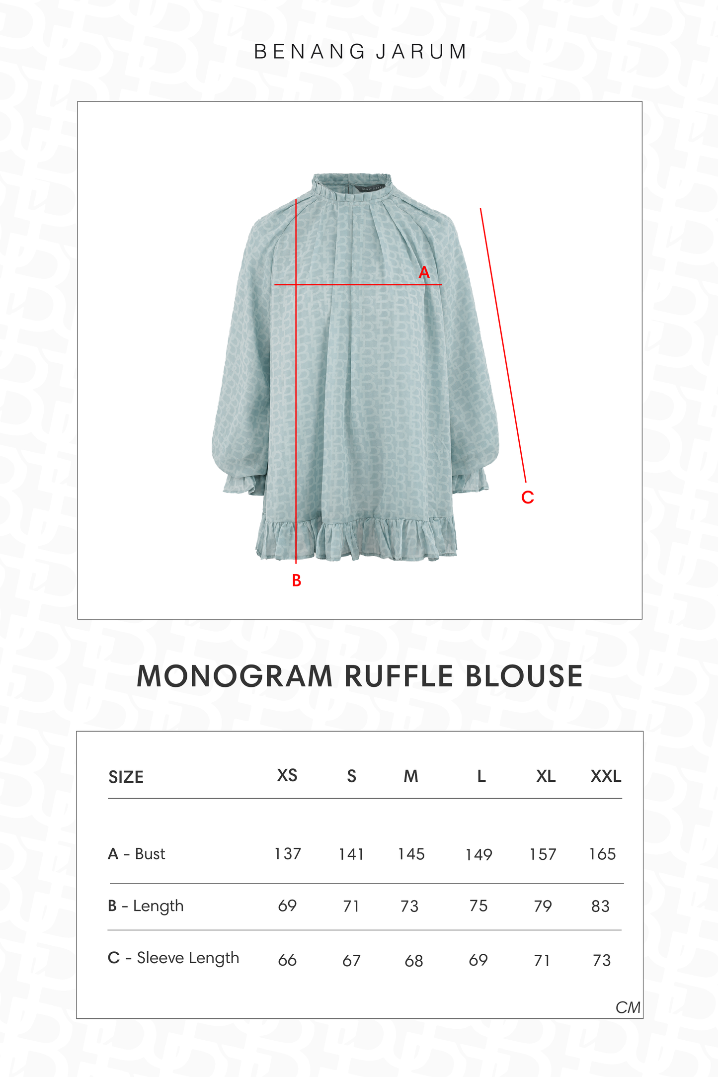 Monogram Ruffle Blouse - Zellige