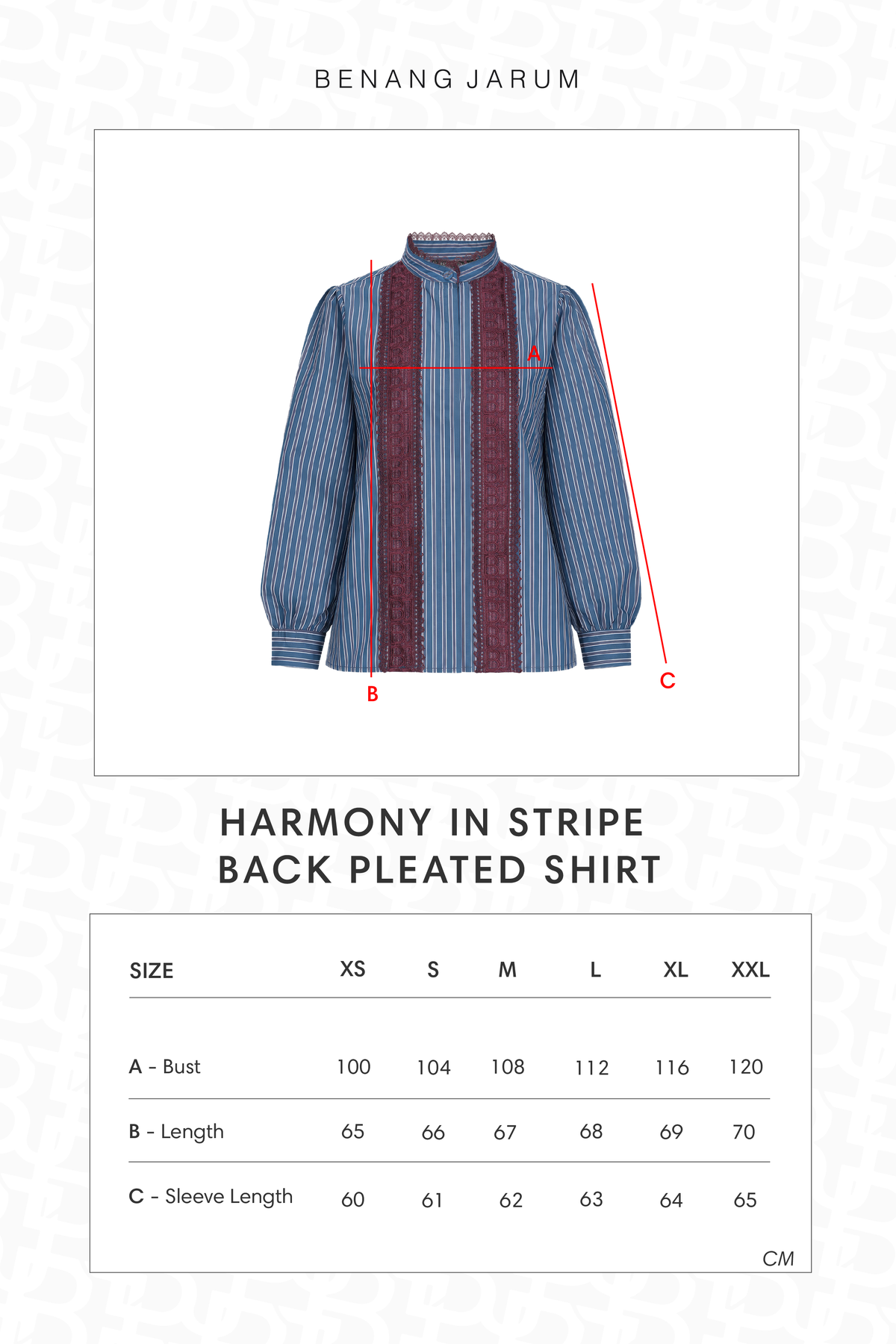 Harmony in Stripe Back Pleated Shirt - Maroon Navy