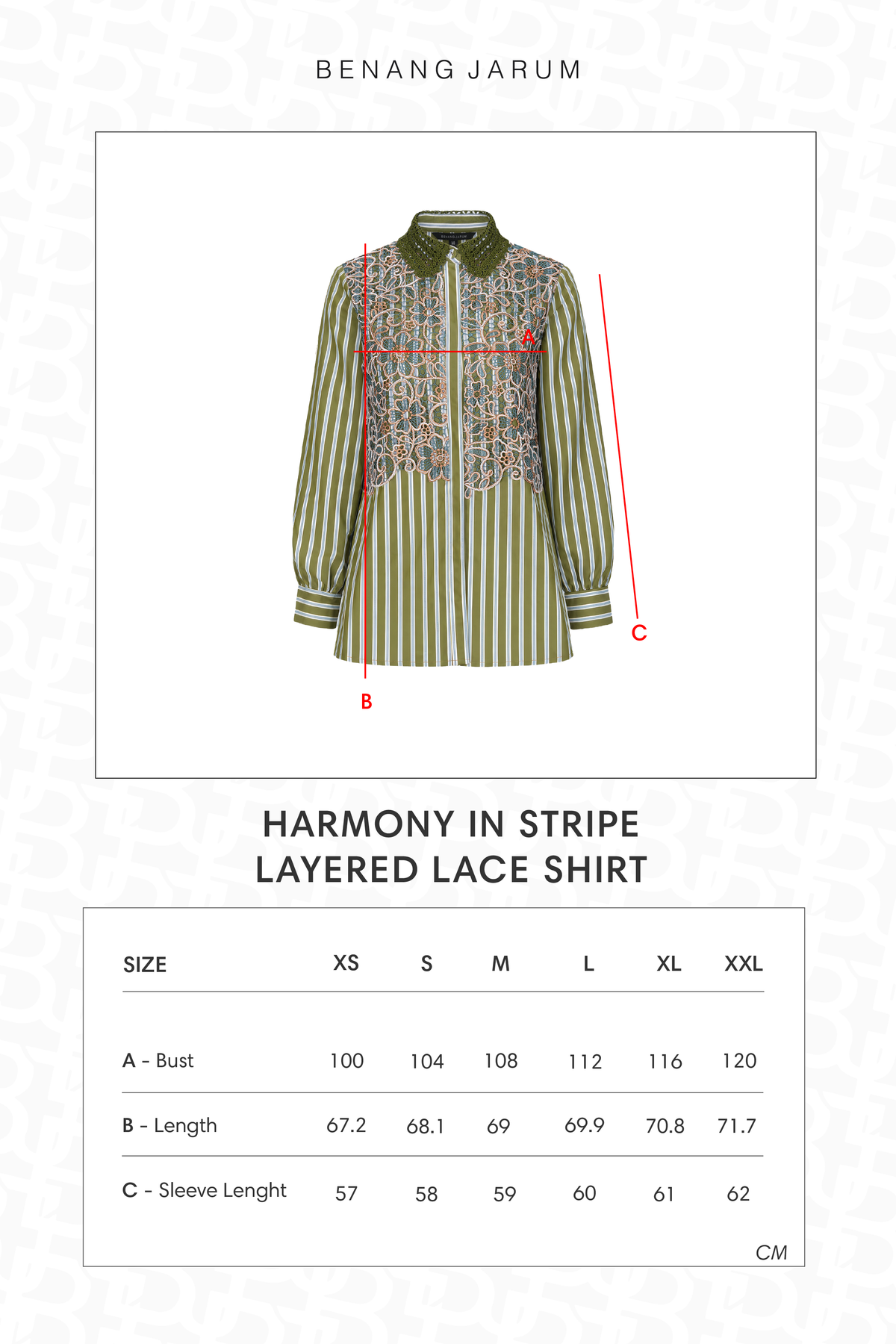 Harmony in Stripe Layered Lace Shirt - Garden