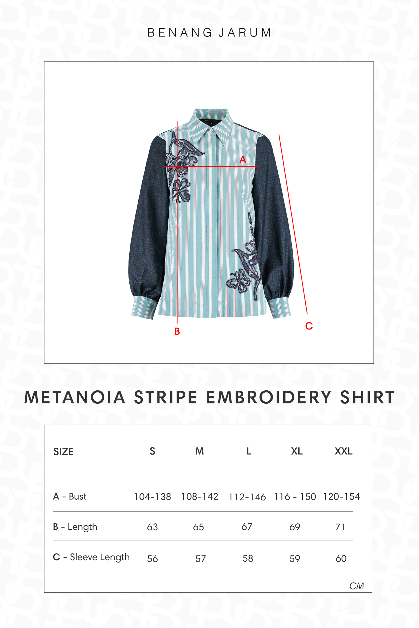 Metanoia Stripe Embroidery Shirt - Blue Morpho