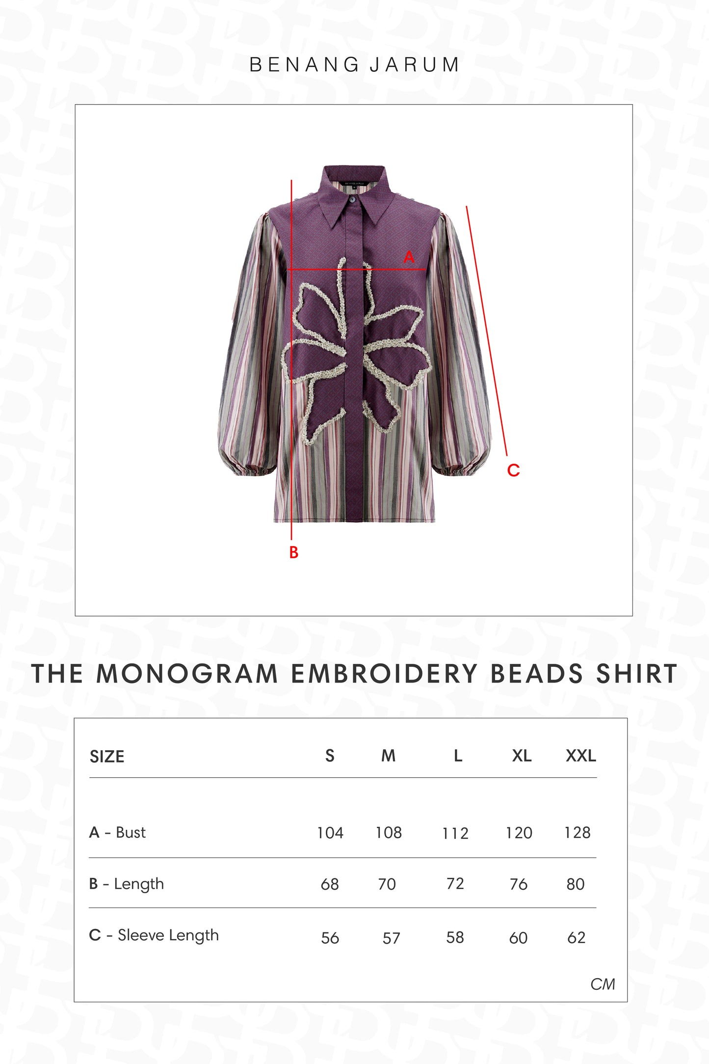 The Monogram Embroidery Beads Shirt - Purple
