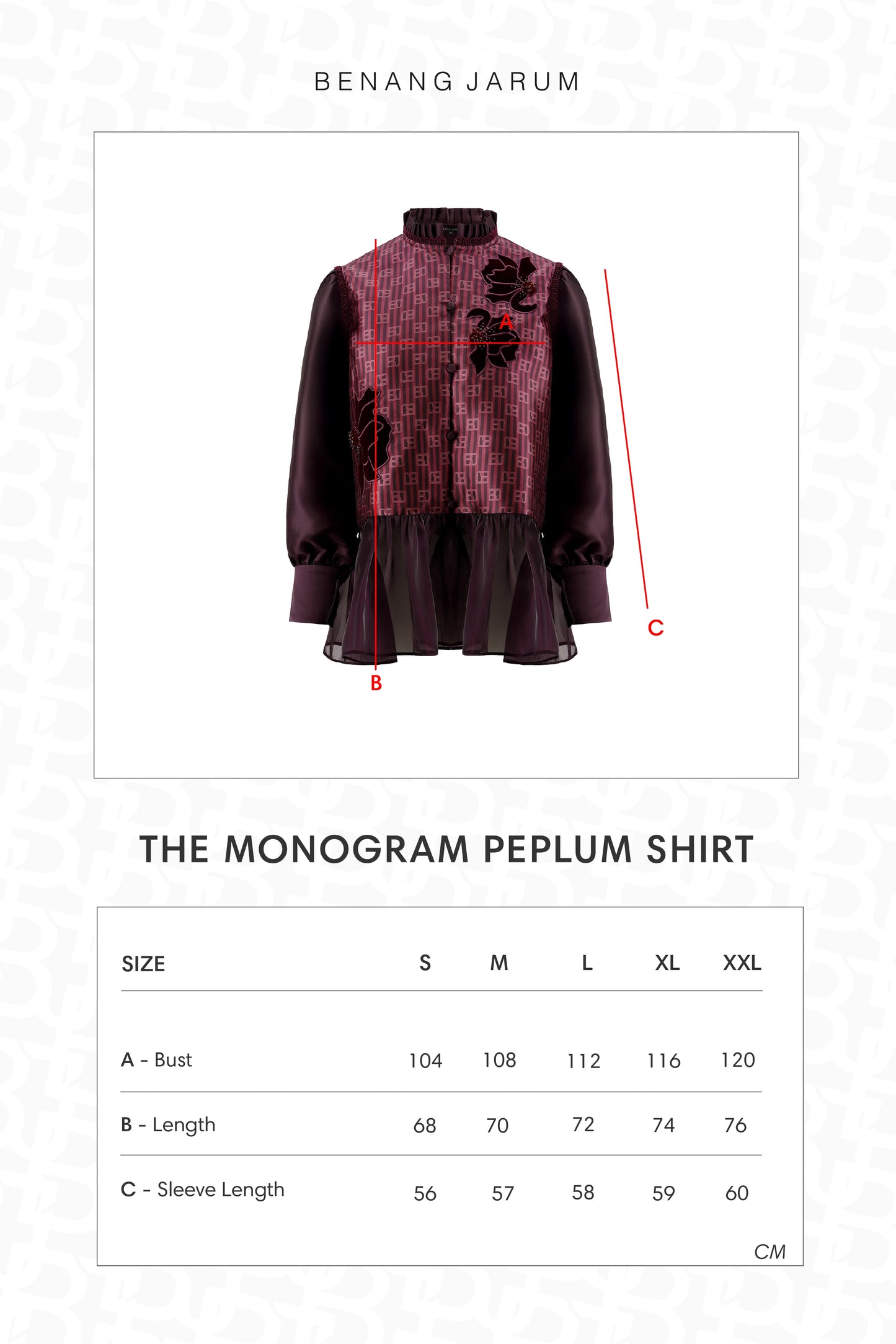 The Monogram Peplum Shirt - Berry