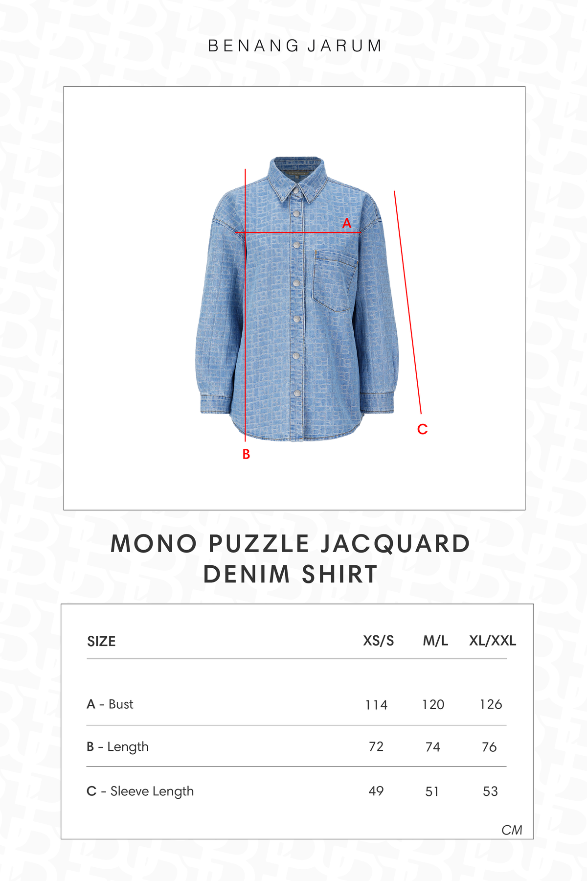 Mono Puzzle Jacquard Denim Shirt - Light Blue