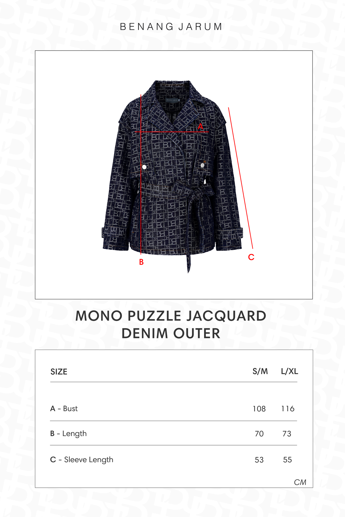 Mono Puzzle Jacquard Denim Outer - Dark Blue