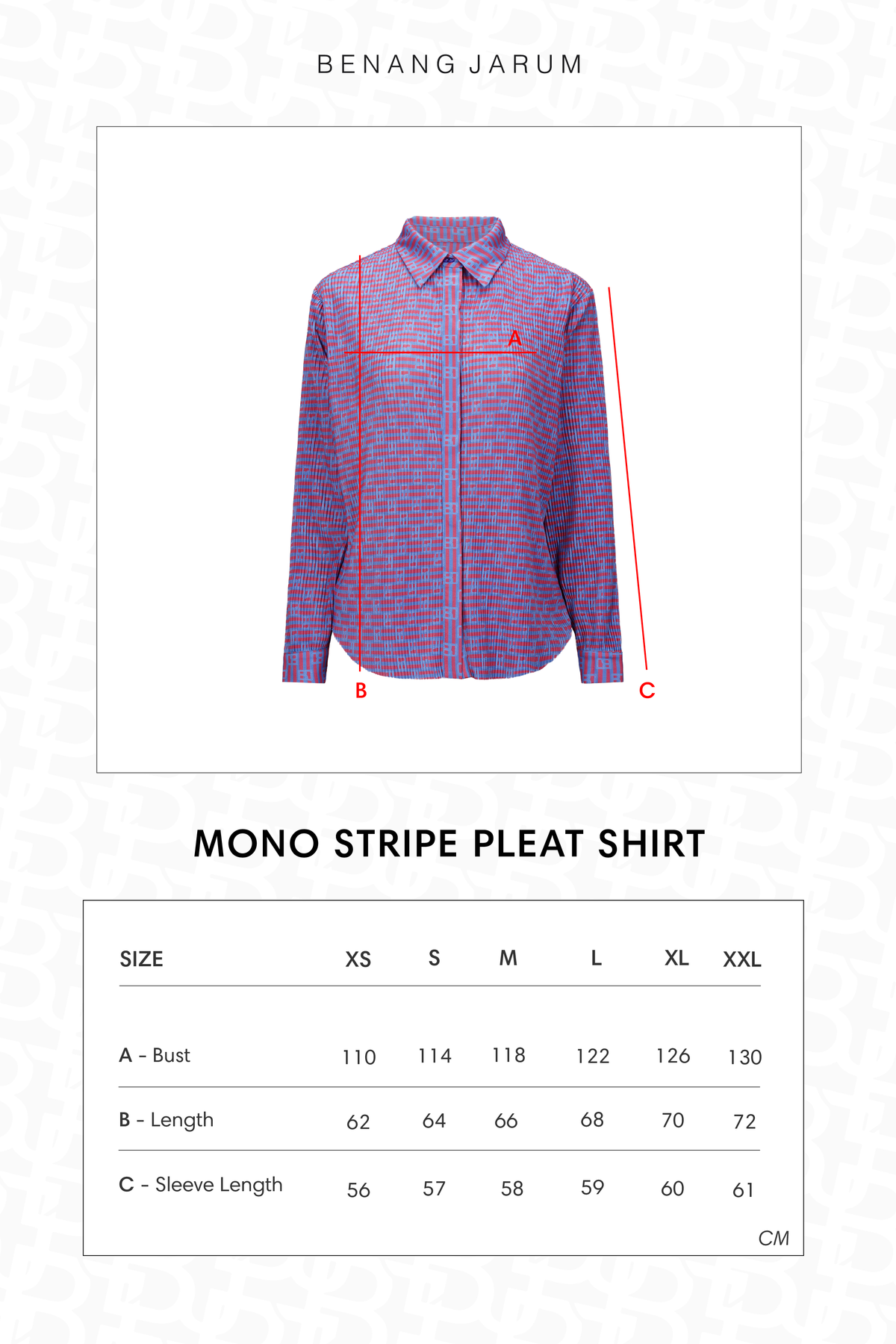 Mono Stripe Pleat Shirt - Riviera