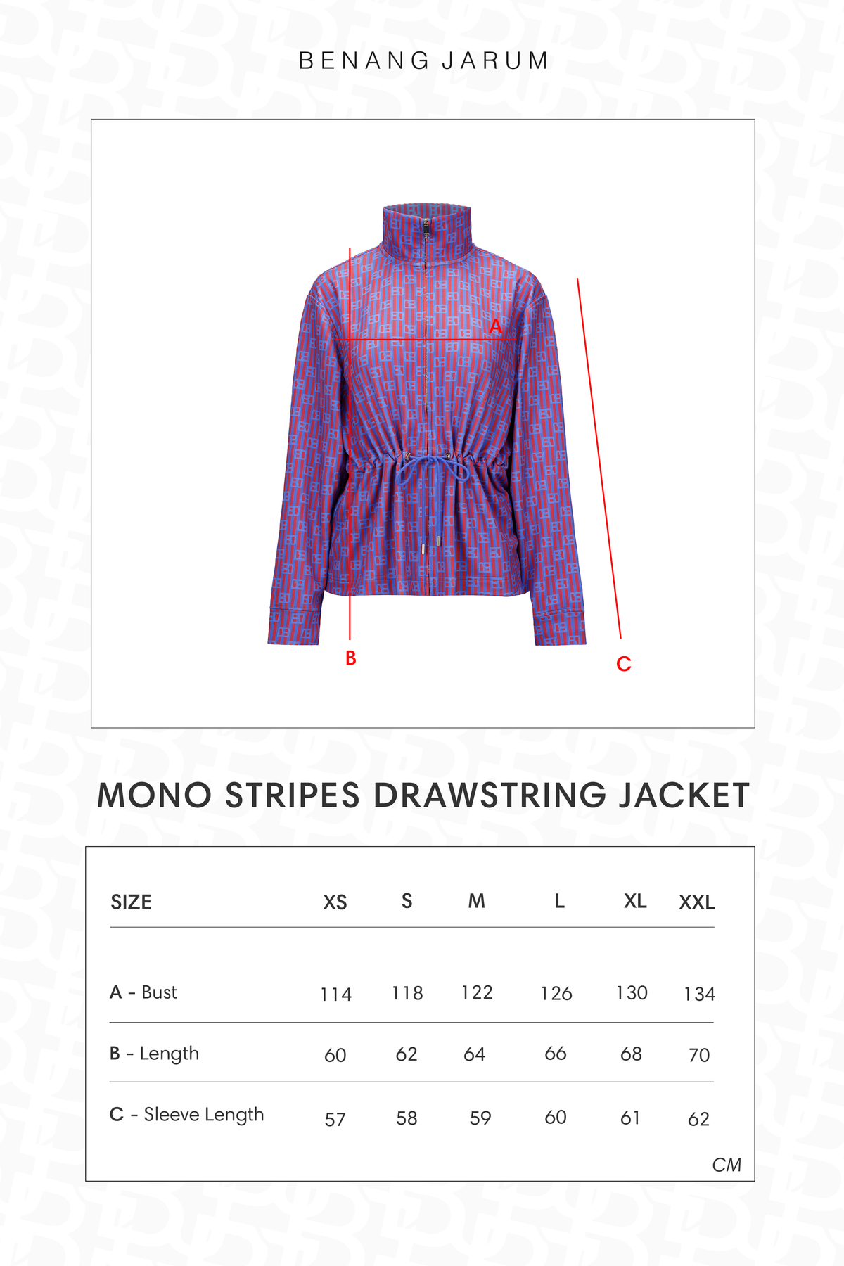 Mono Stripes Drawstring Jacket - Riviera