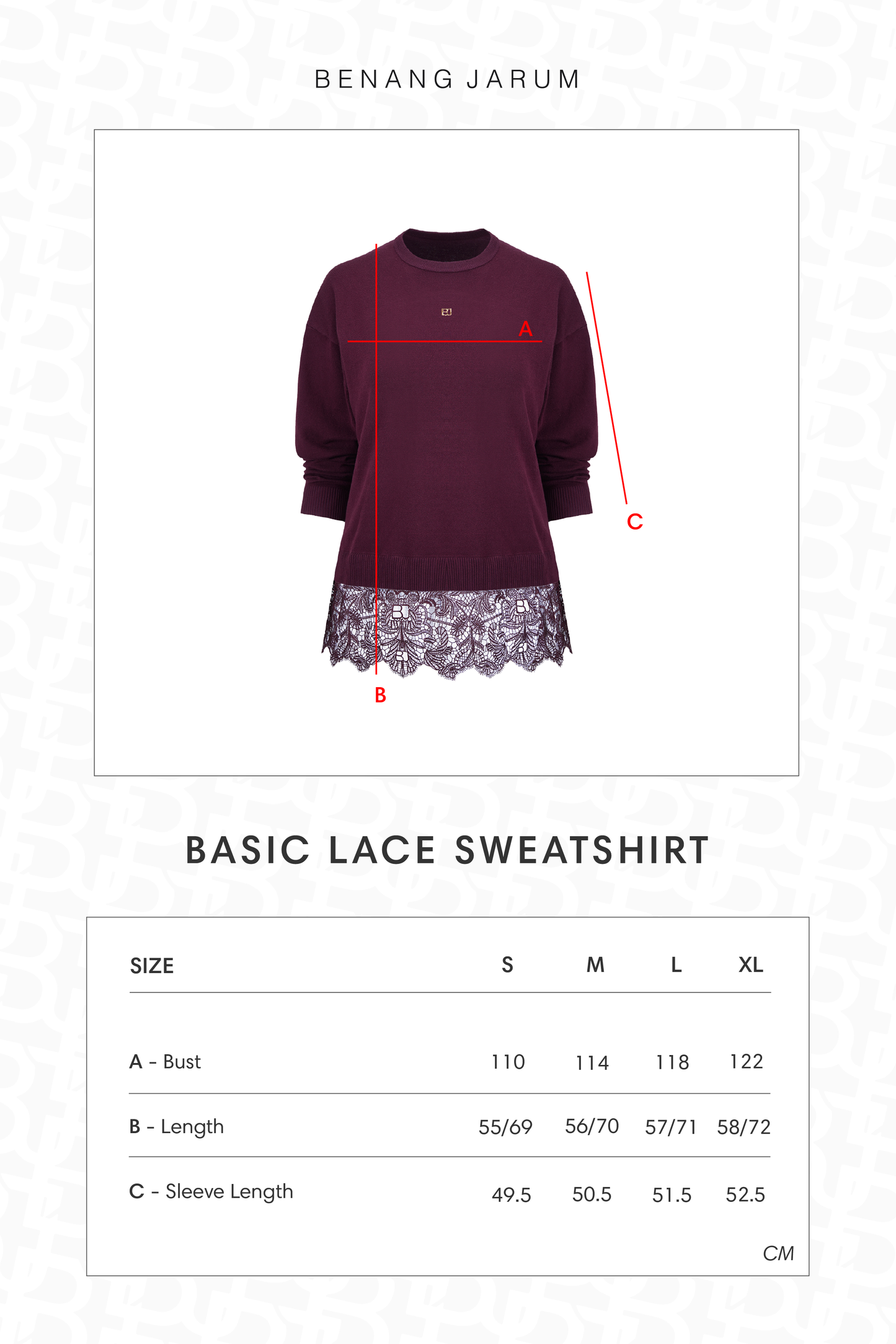 Basic Lace Sweatshirt - Berry