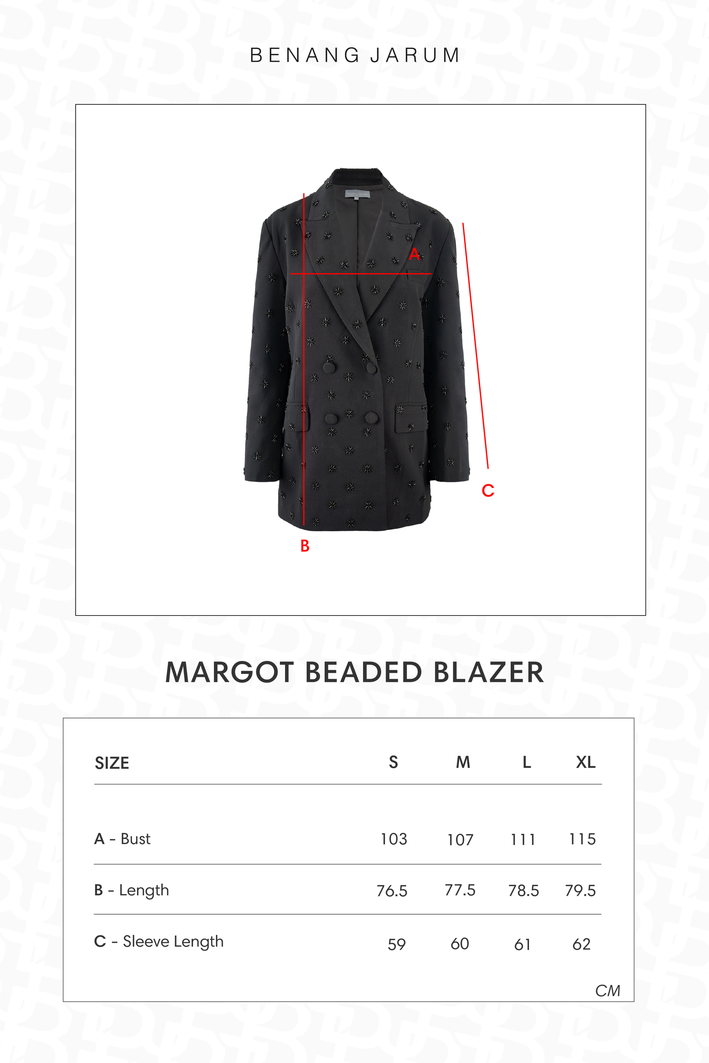 Margot Beaded Blazer - Black