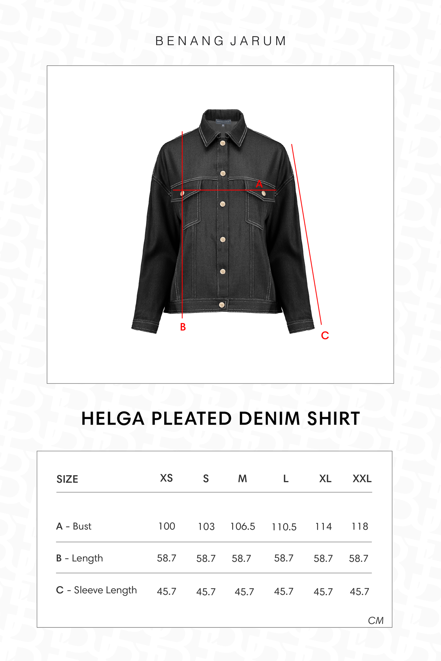 Helga Pleated Denim Shirt - Black