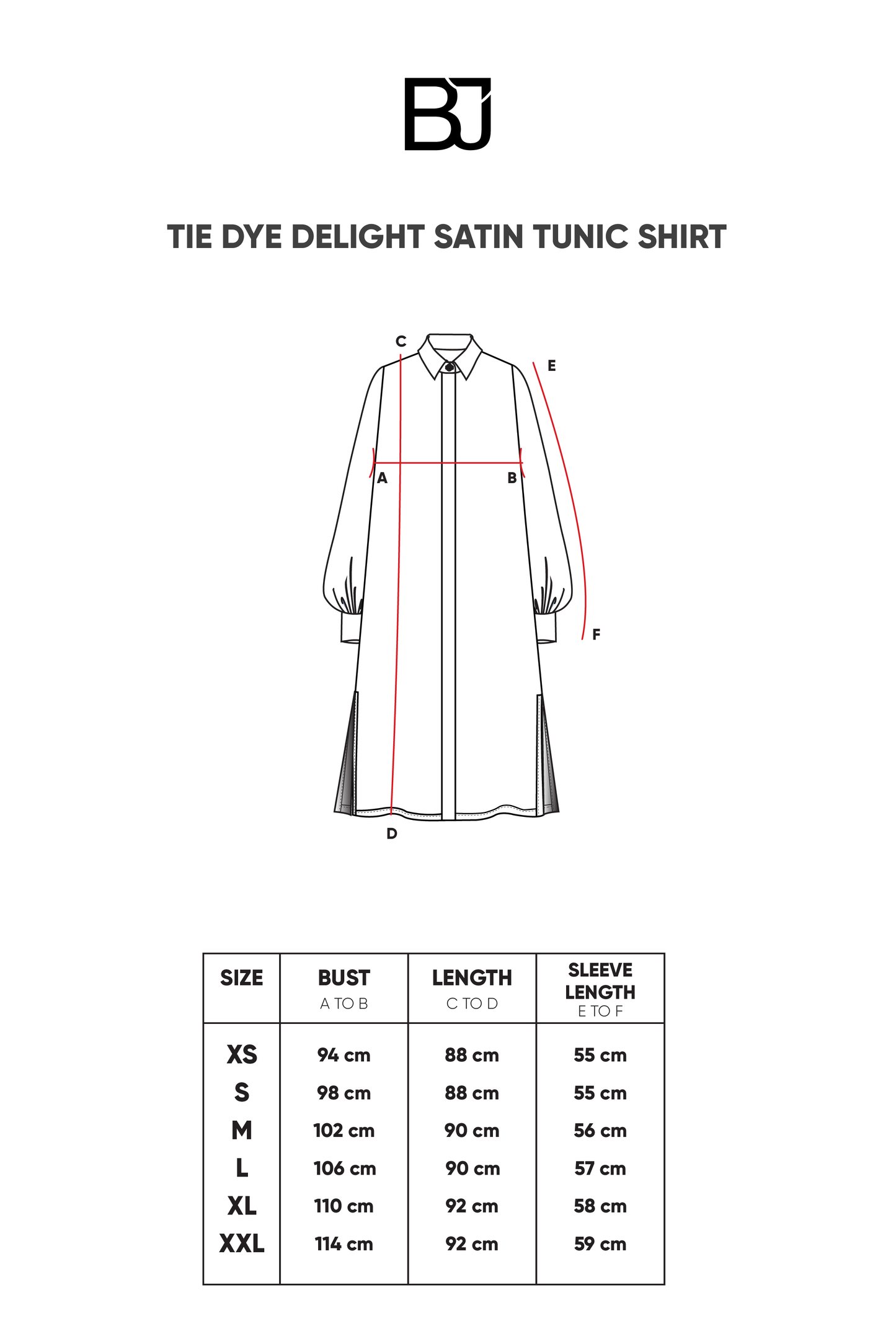 Tie Dye Delight Satin Tunic Shirt - Ebony