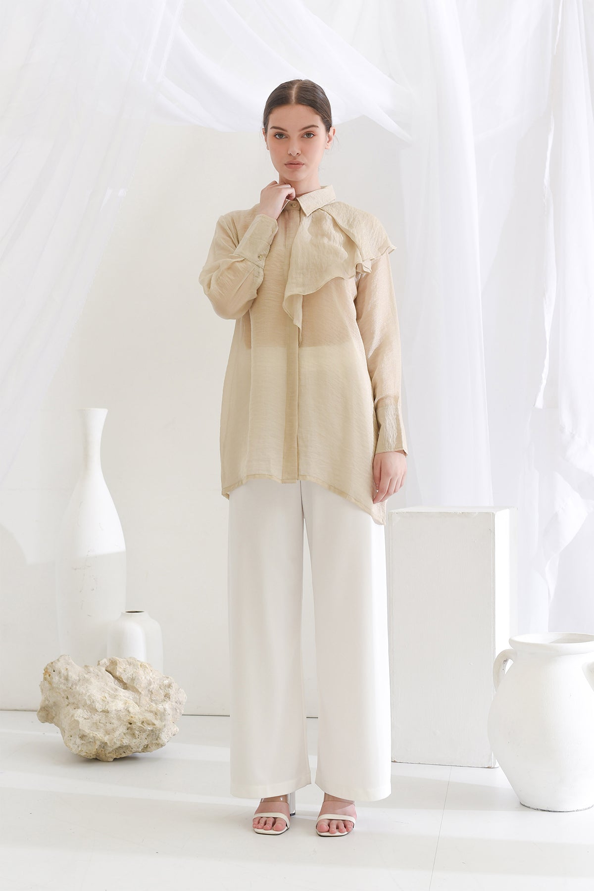 Beige Jane Frill Shirt