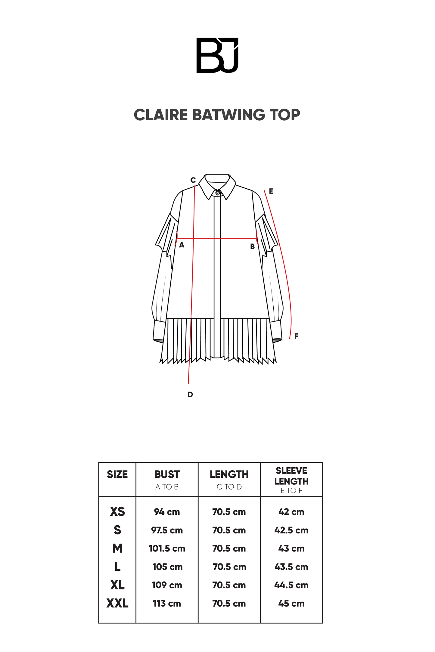 Claire Batwing Top - Black