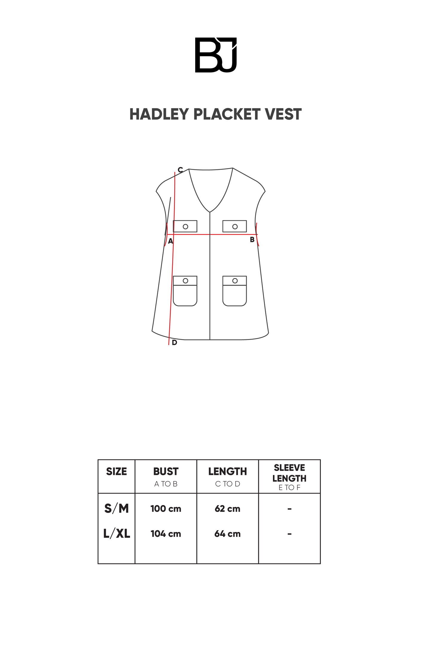 Hadley Placket Vest - Black