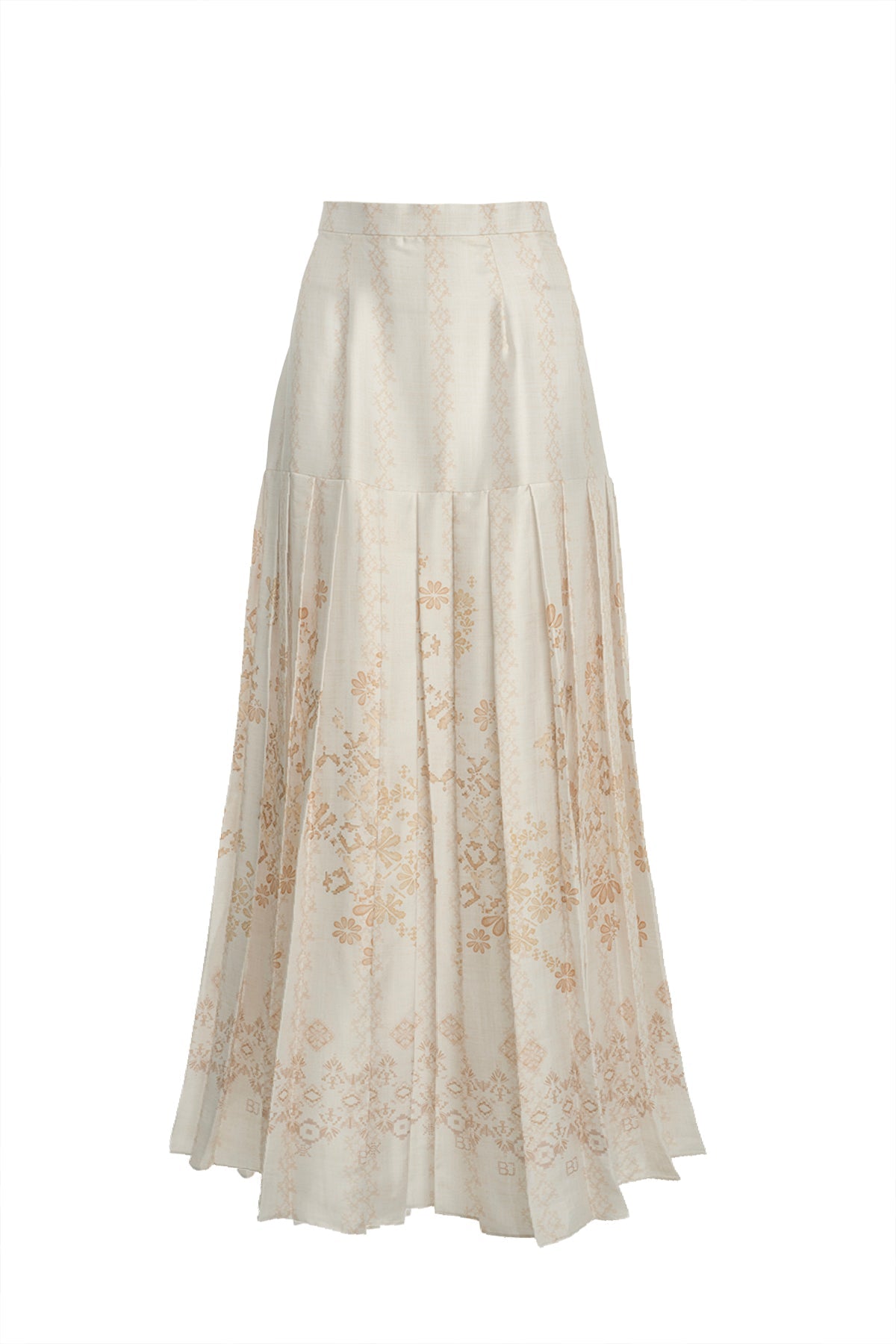 Khanum Satin Pleated Skirt Cream - Main Image