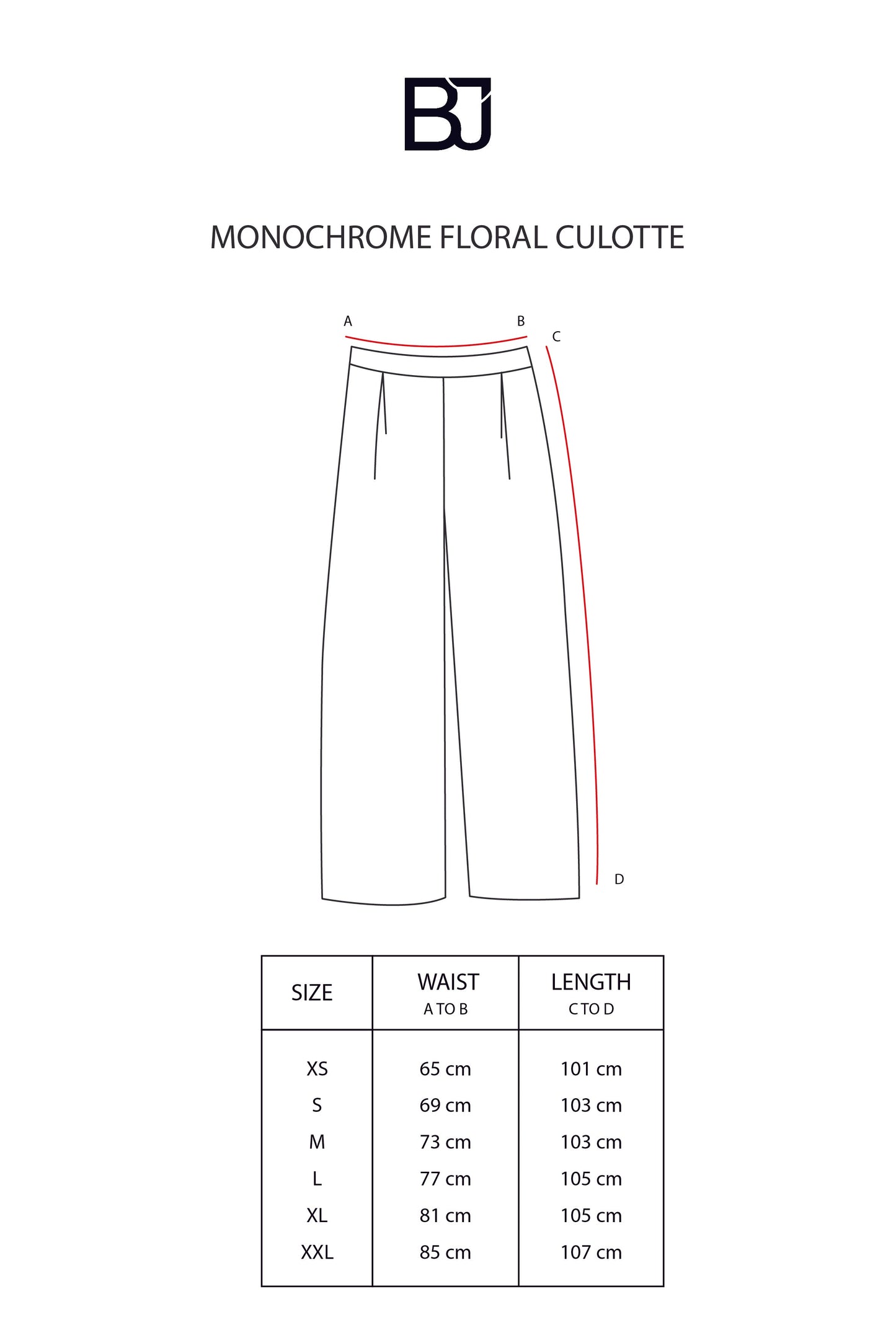 Monochrome Floral Culotte - White