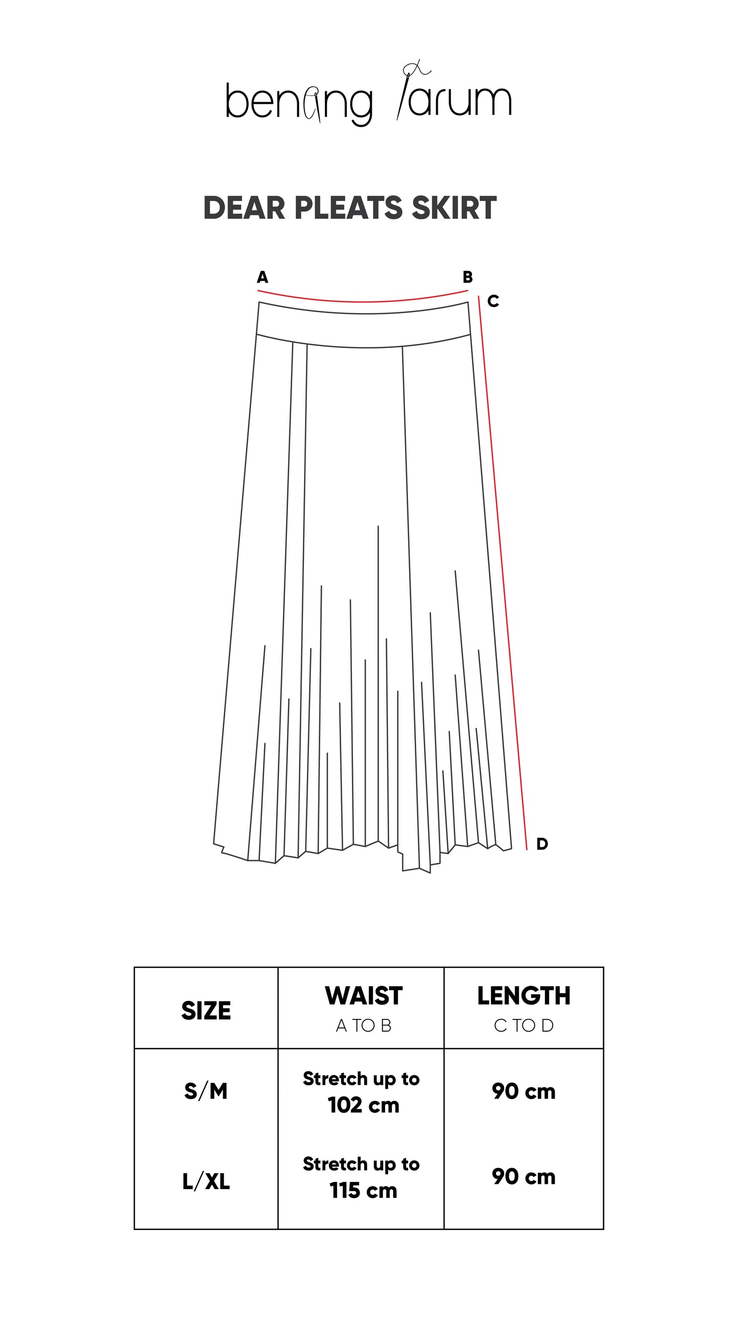 Black Dear Pleats Skirt