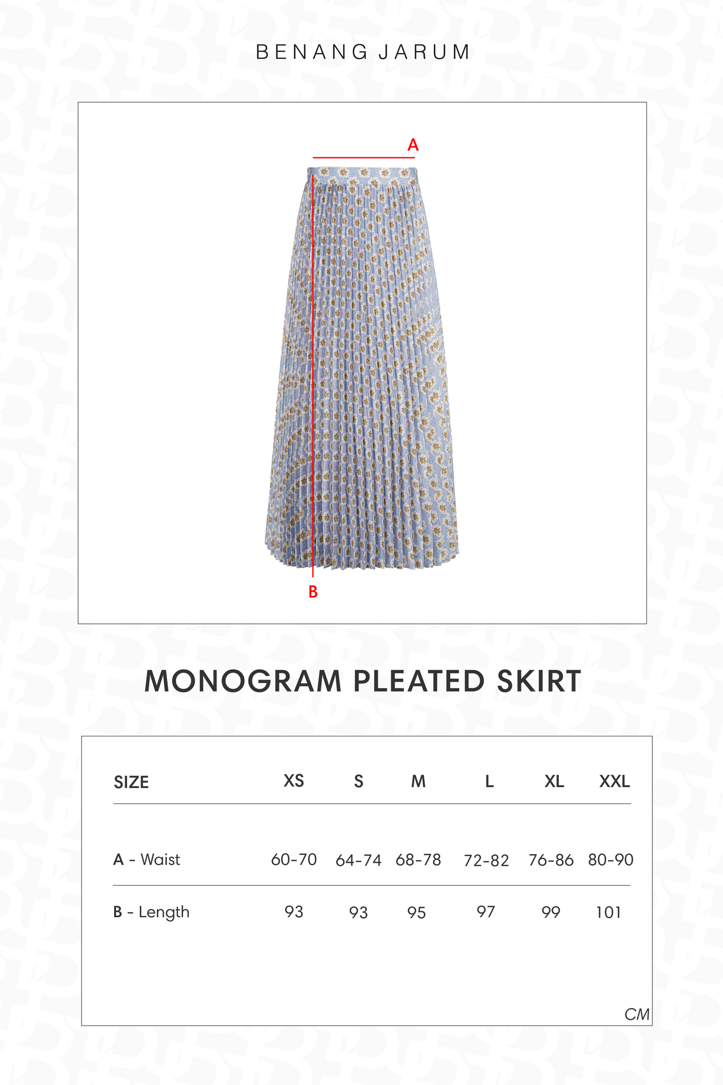 Blooming Eid Pleated Skirt - Blue Bell