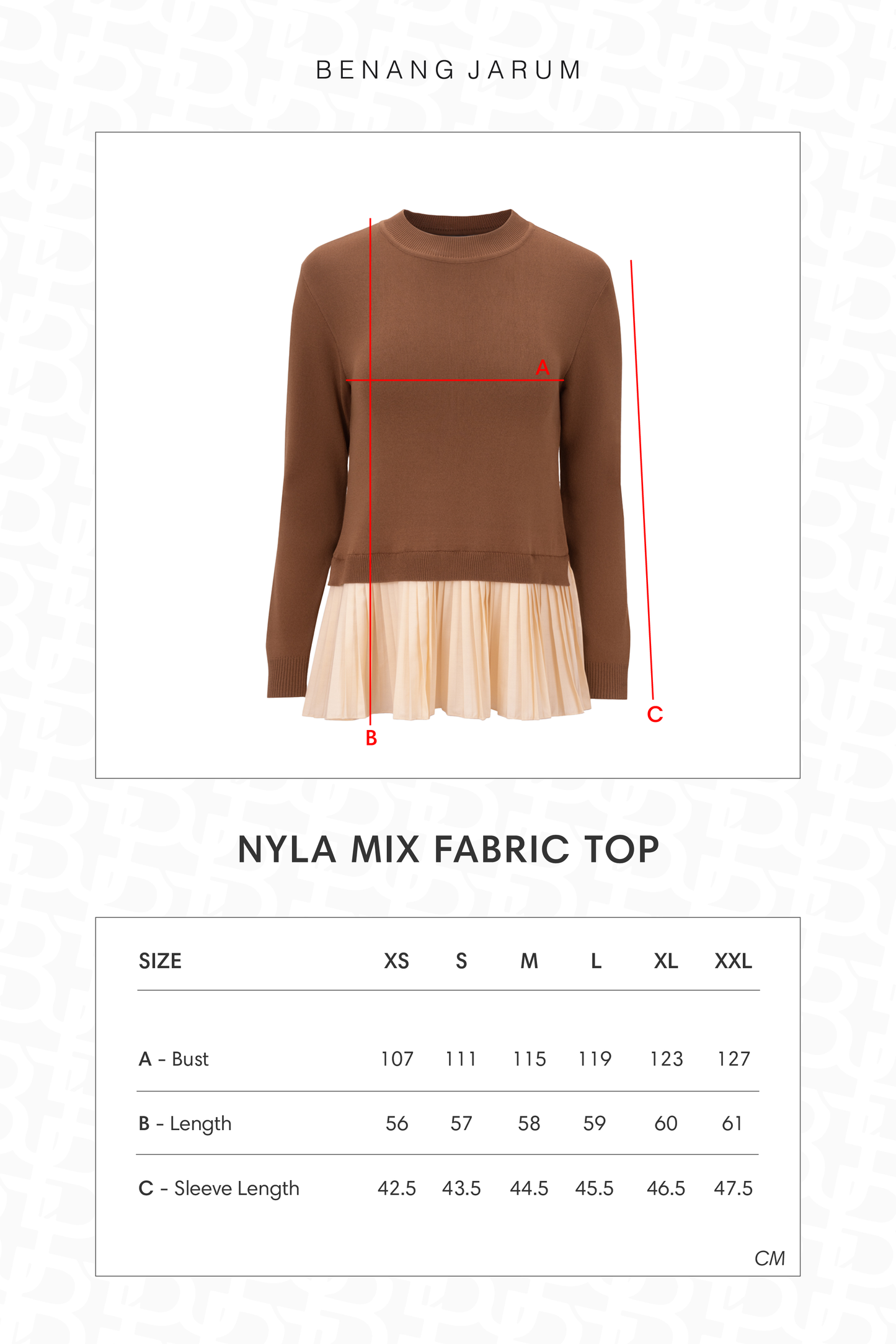 Nyla Mix Fabric Top - Tan