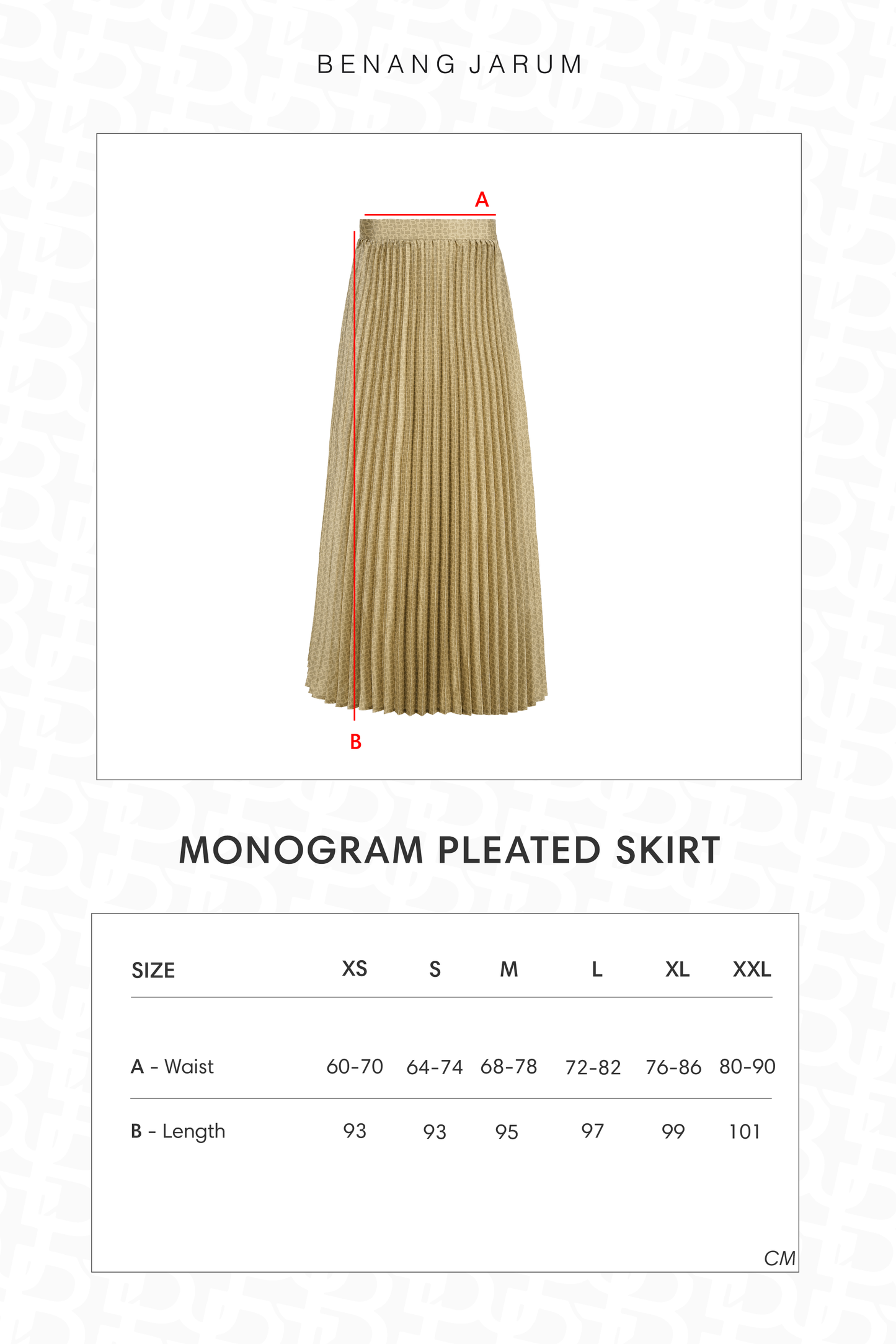 Monogram Pleated Skirt - Gold