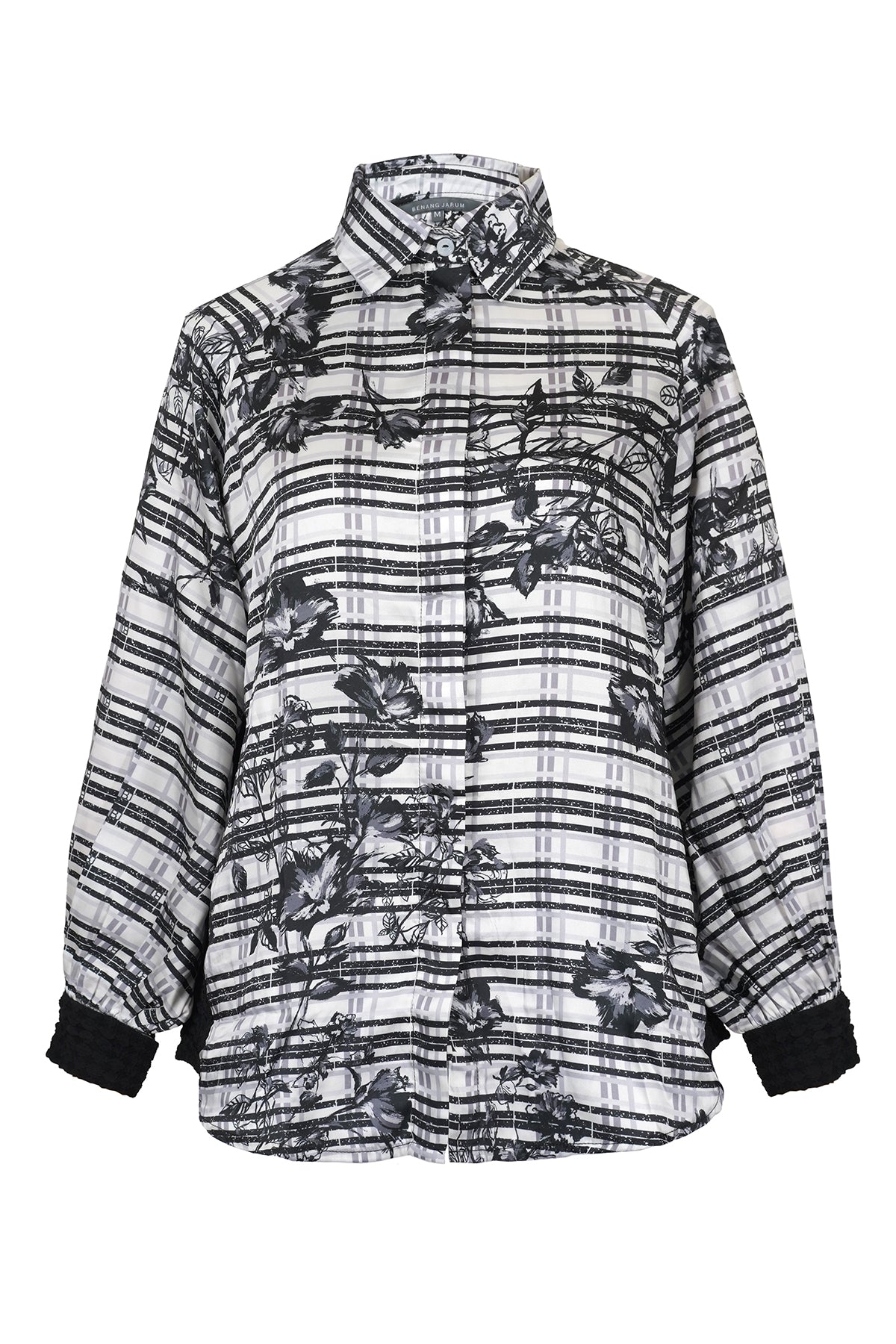 Amona Mix Fabric Shirt - Black