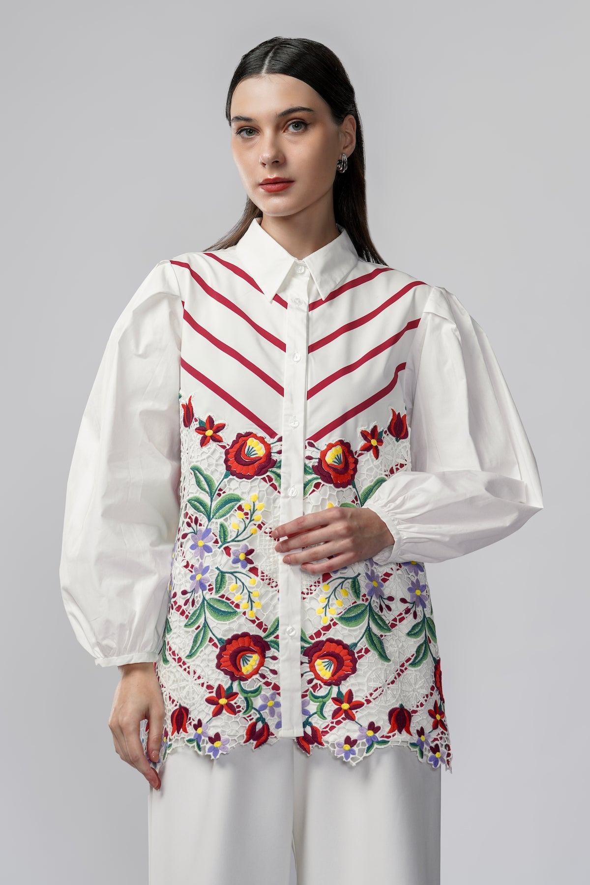 Jazzy Lace Shirt - Blanc