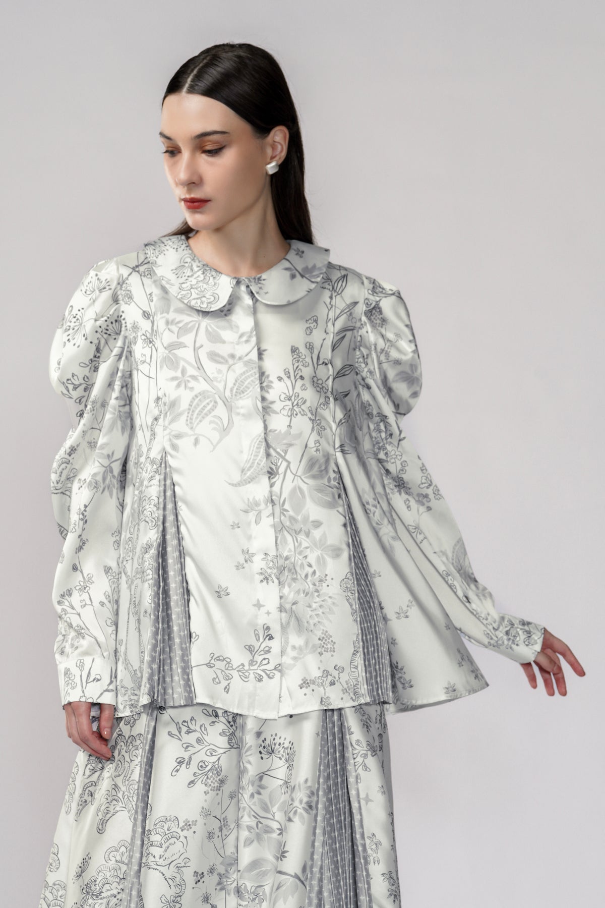 Samara Pleated Shirt - Pearl