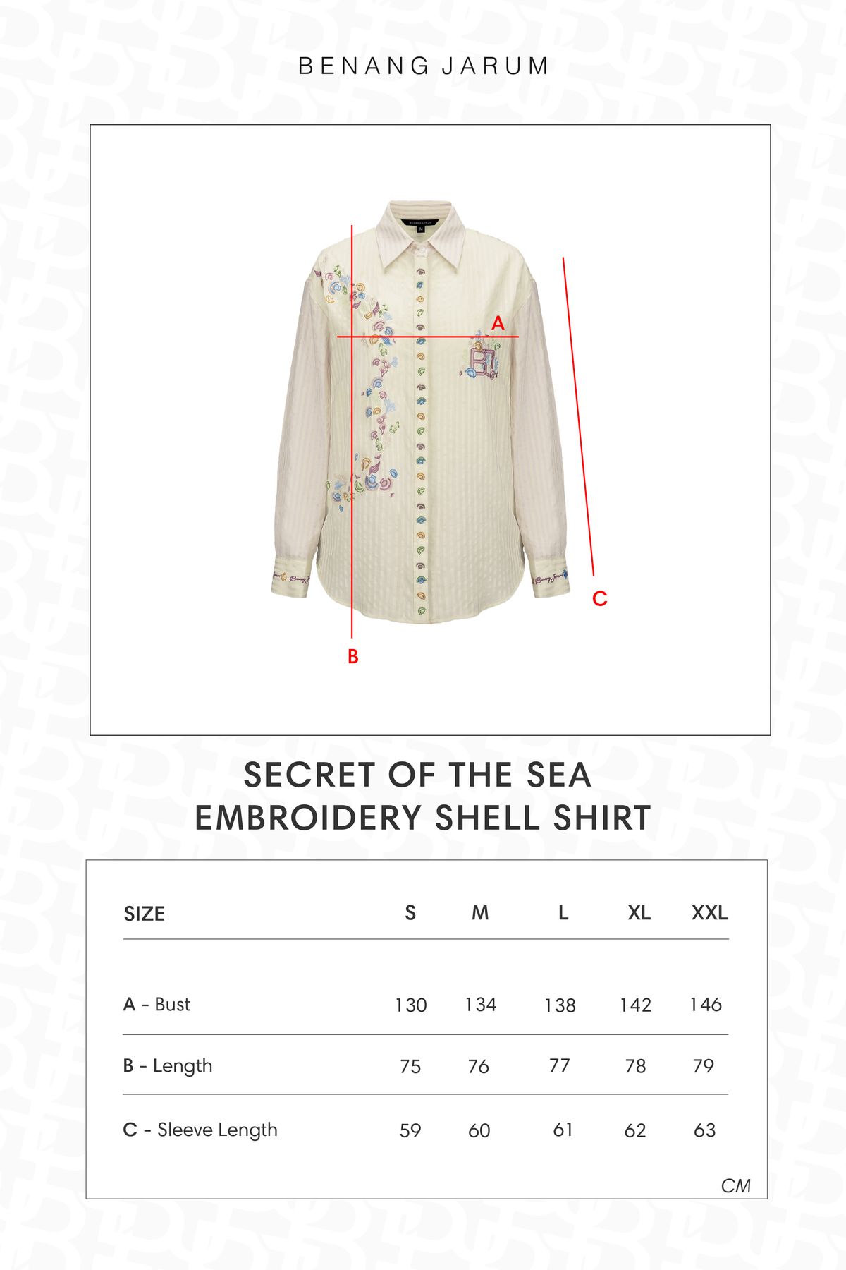 secret of the sea embroidery shell shirt in jellyfish by benang jarum size chart