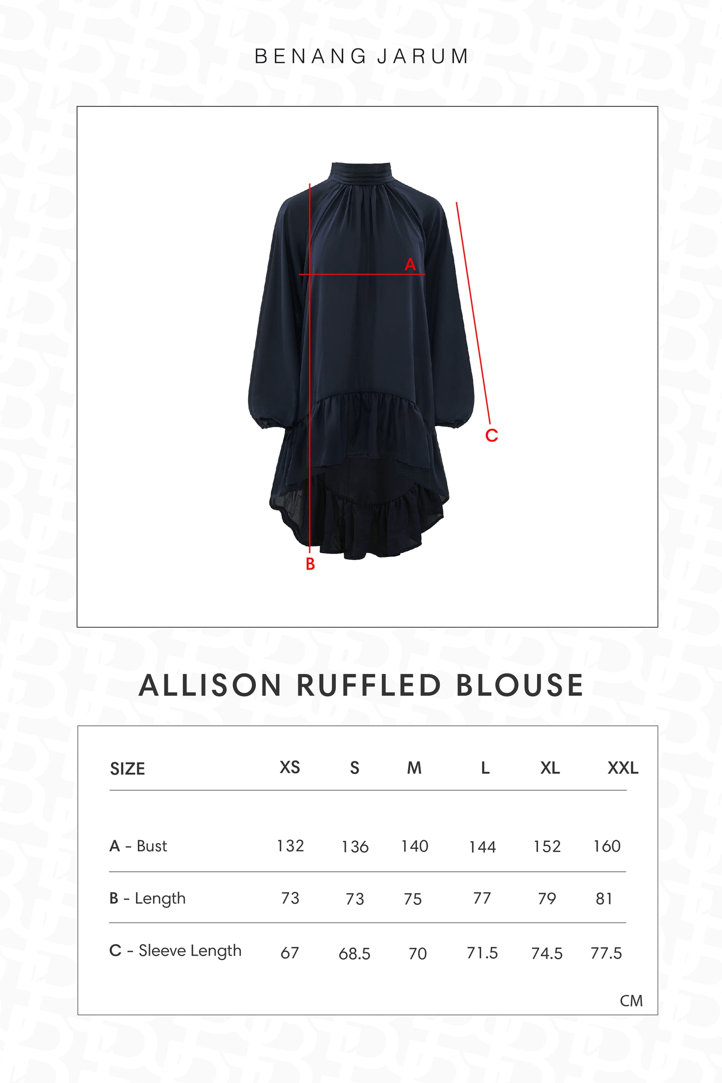 Allison Ruffled Blouse - Navy